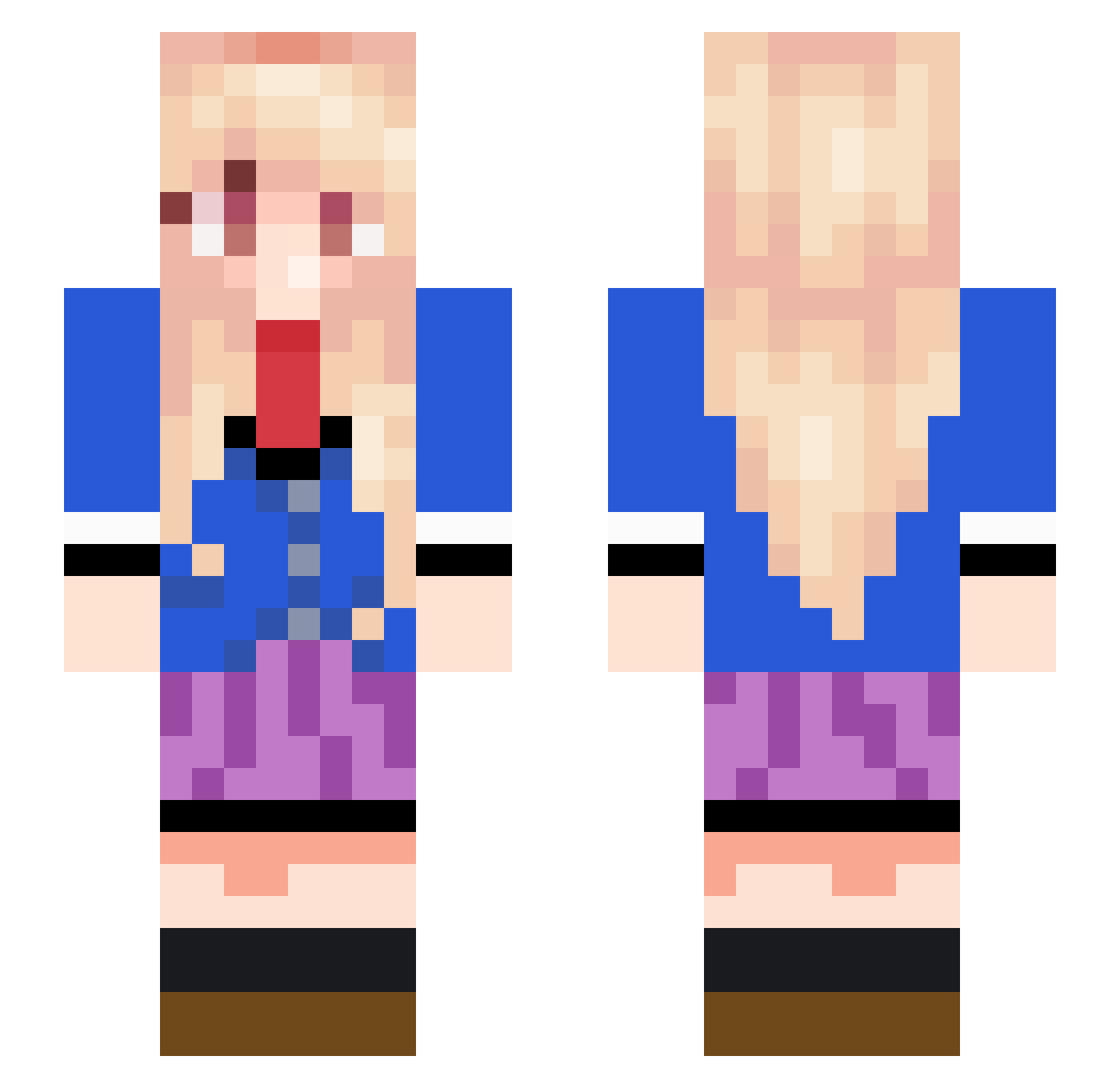 MisterVamps Minecraft skin, front and back view