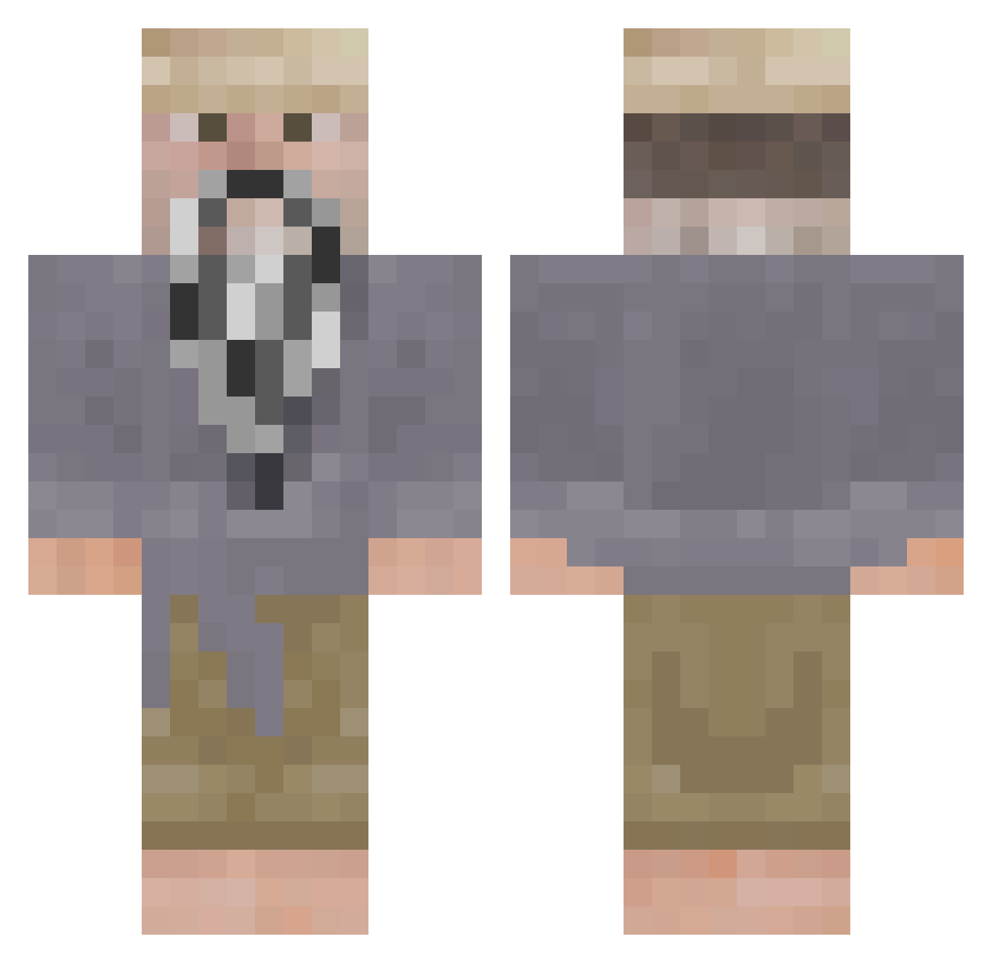 JoToast Minecraft skin, front and back view