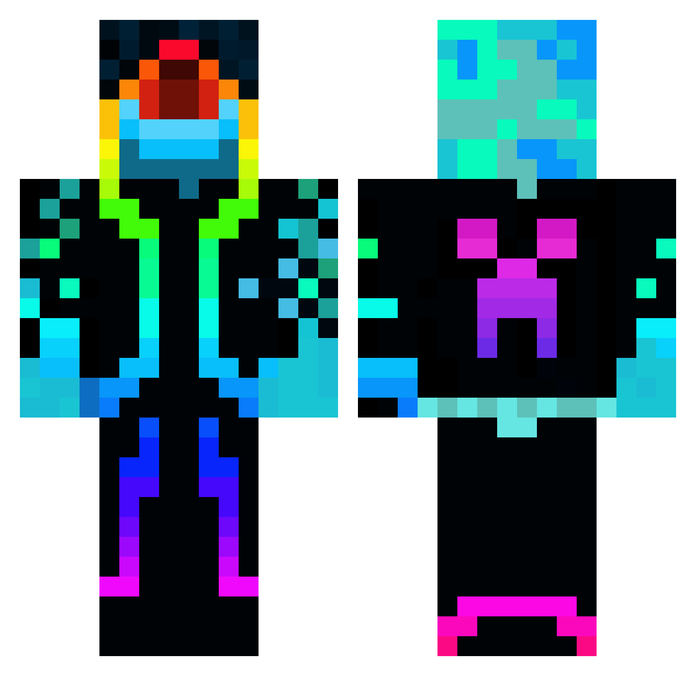 GrobiDnB Minecraft skin, front and back view