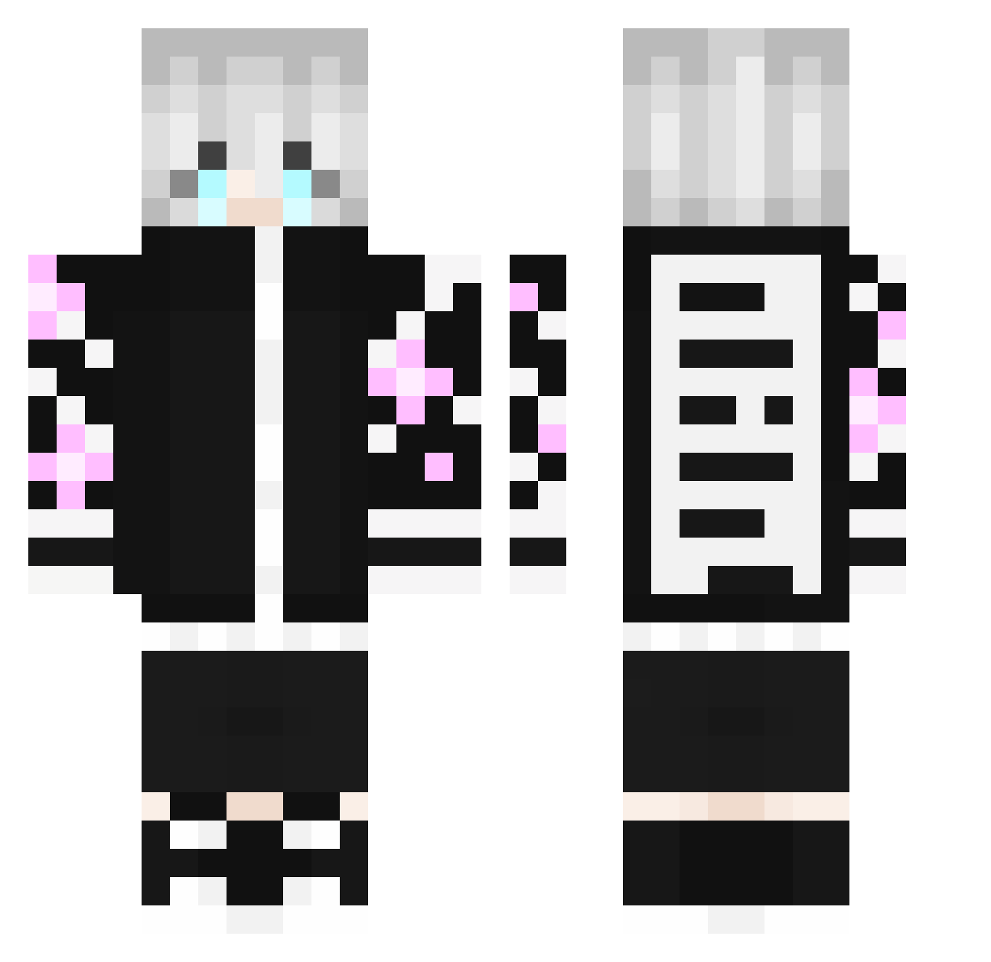 Verballert Minecraft skin, front and back view