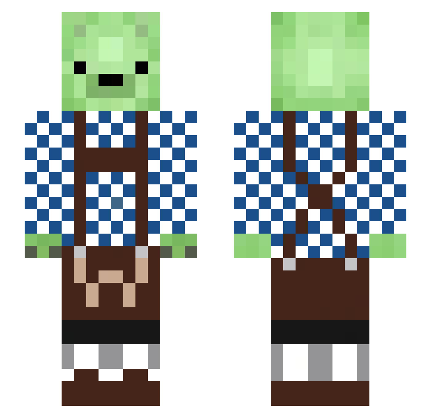 Hamstiguy Minecraft skin, front and back view