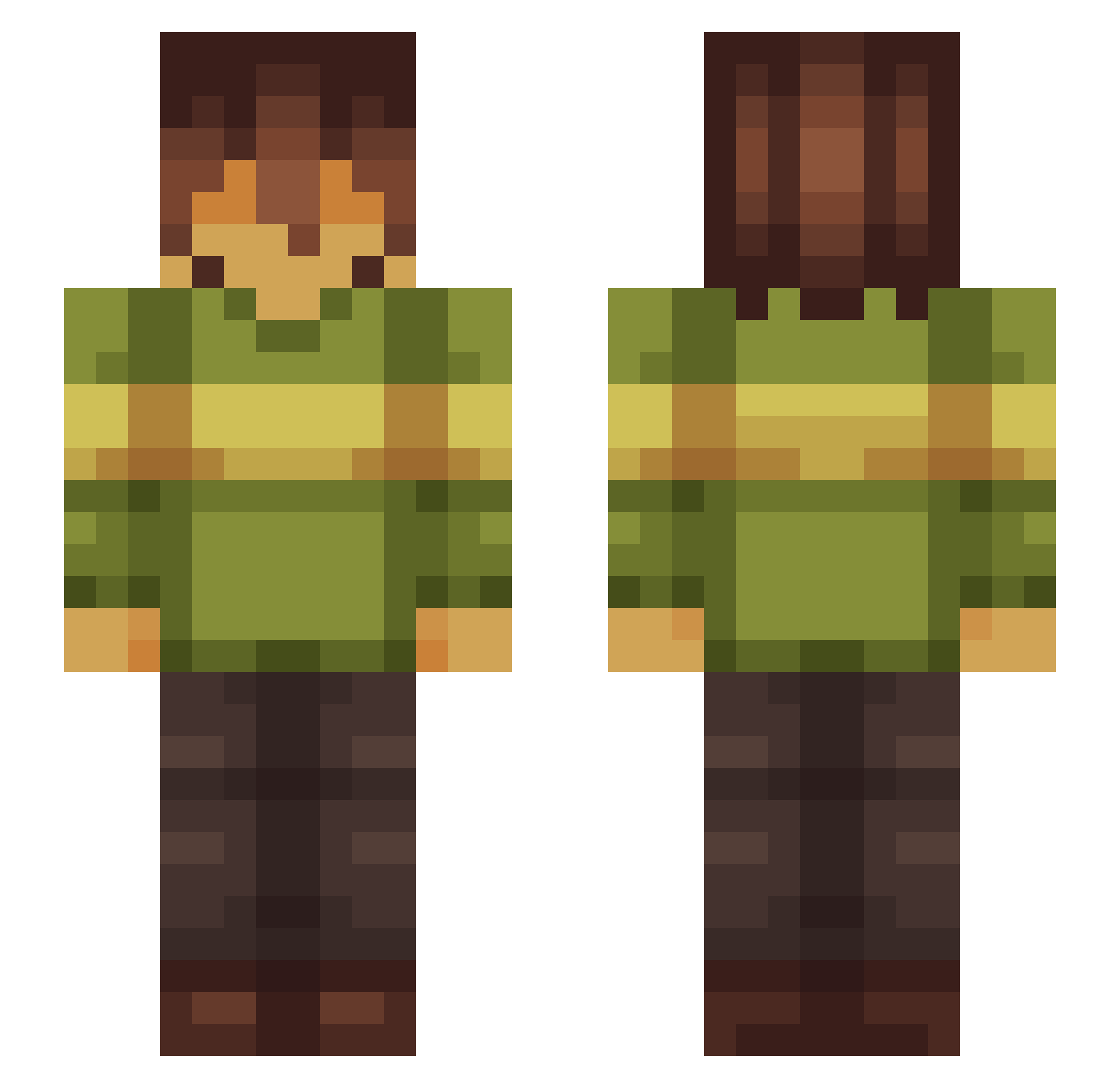 Ashenelo Minecraft skin, front and back view