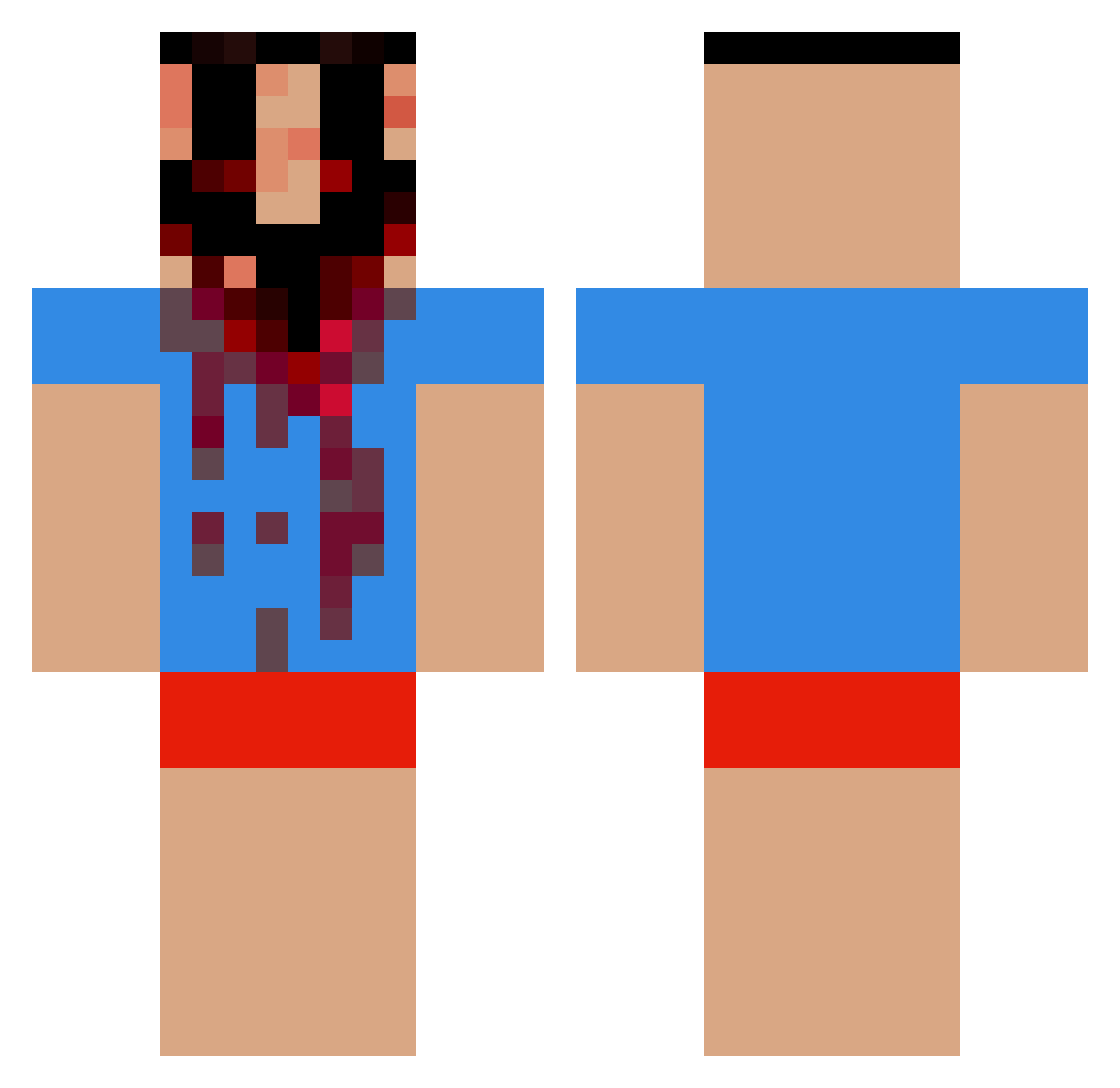Trayx Minecraft skin, front and back view