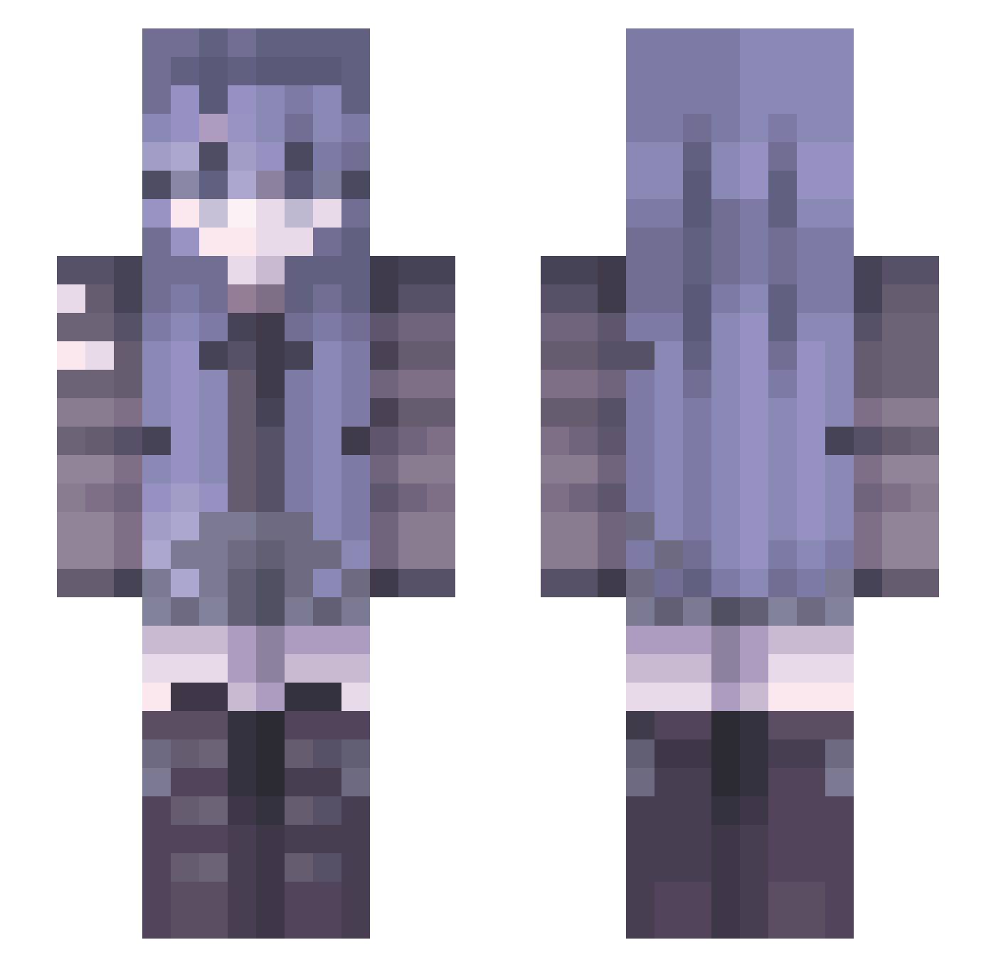 rosiily Minecraft skin, front and back view