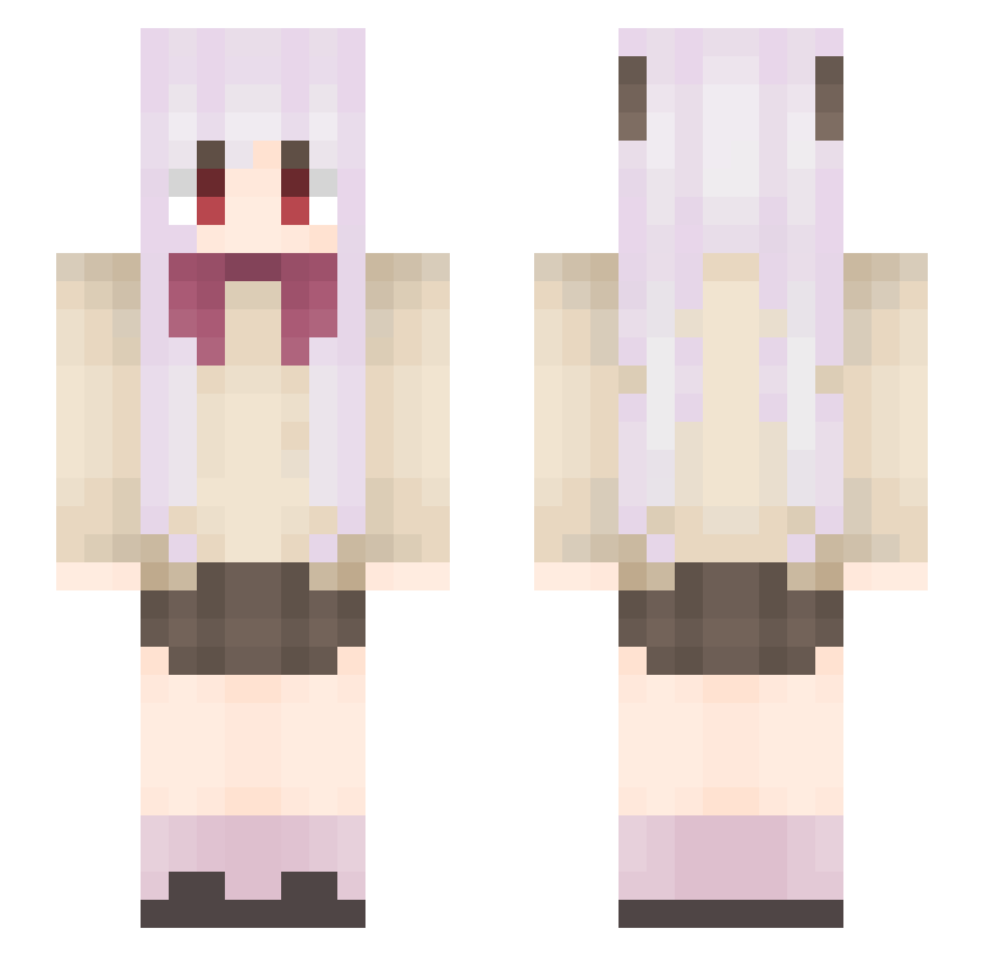 soxye Minecraft skin, front and back view
