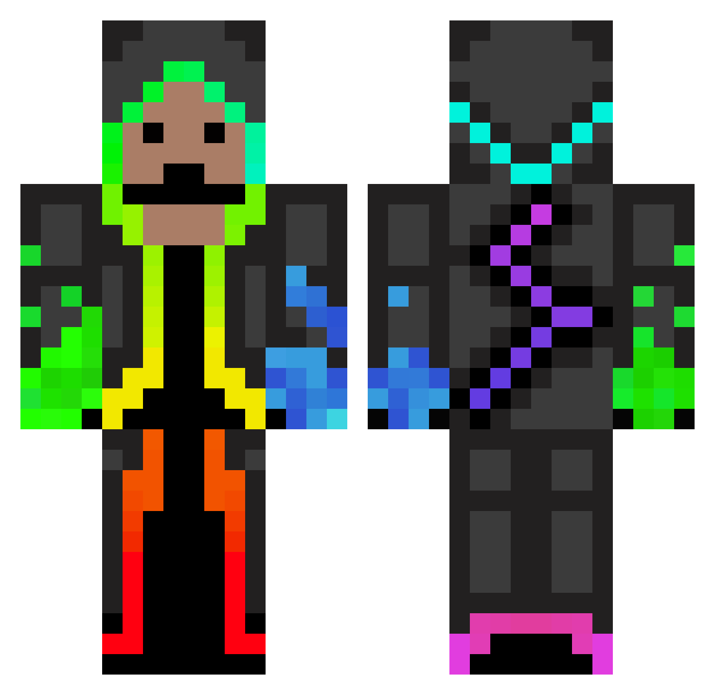 Kranons Minecraft skin, front and back view