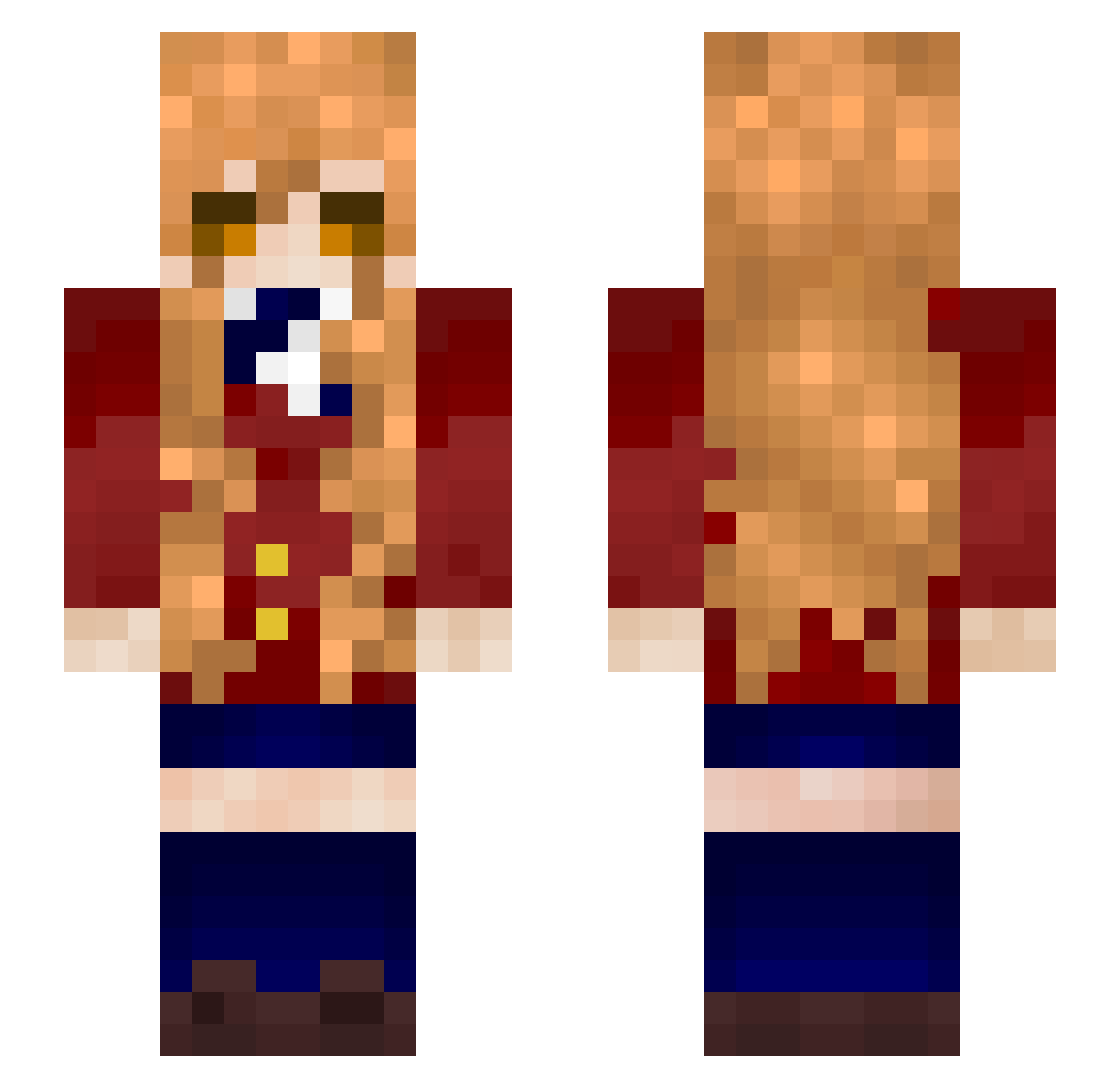 JPersiaa Minecraft skin, front and back view