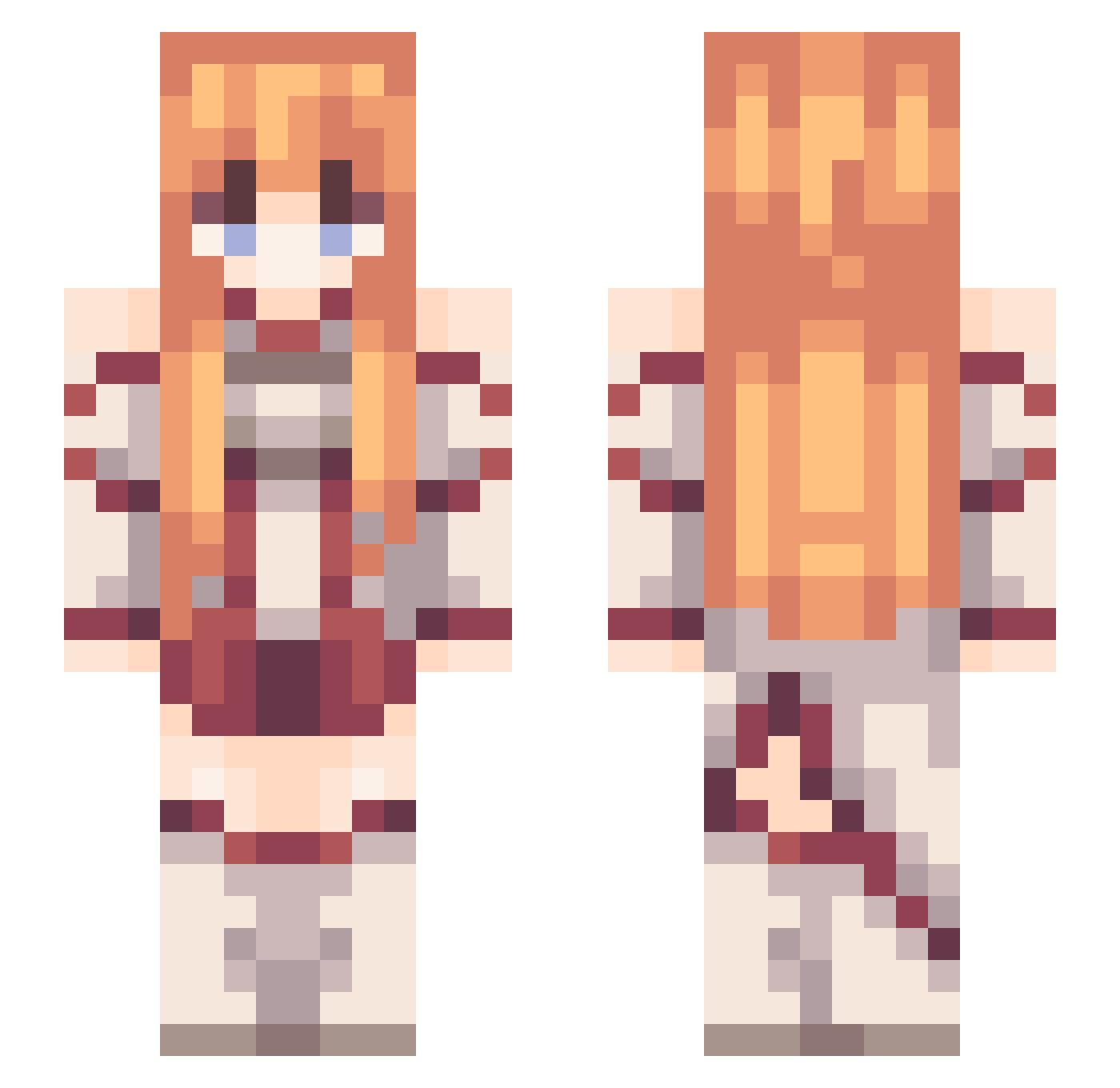 Fumeuses Minecraft skin, front and back view