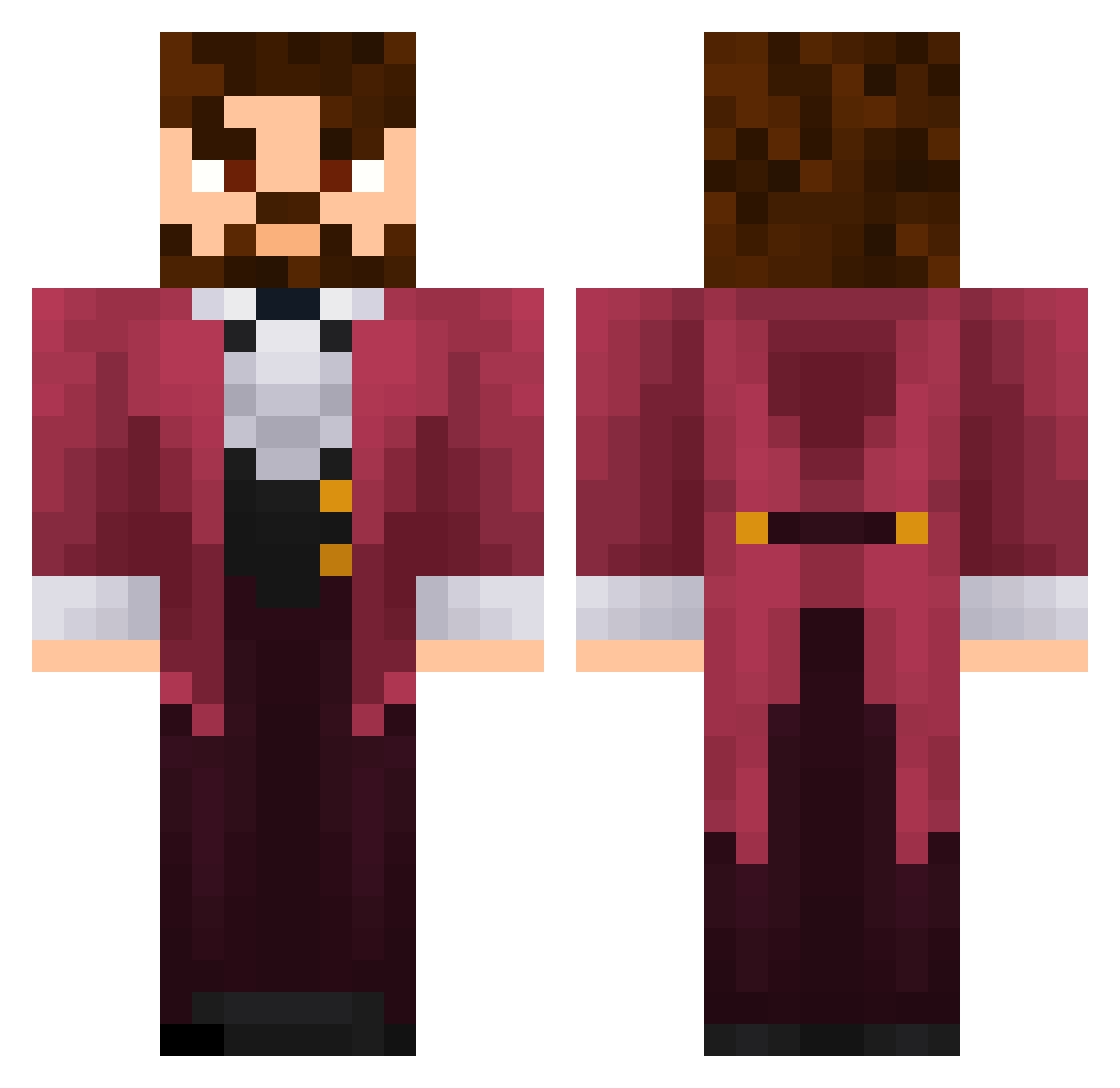 XivveTV Minecraft skin, front and back view