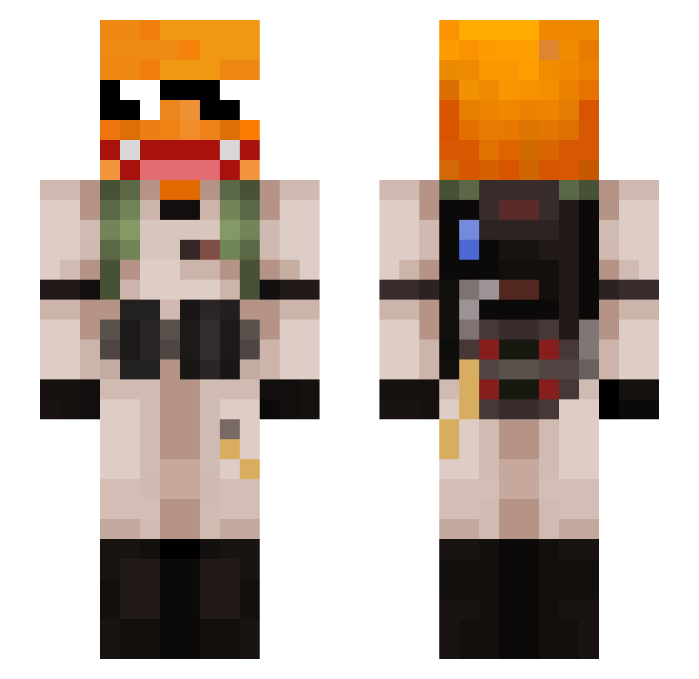 Nicoogar Minecraft skin, front and back view