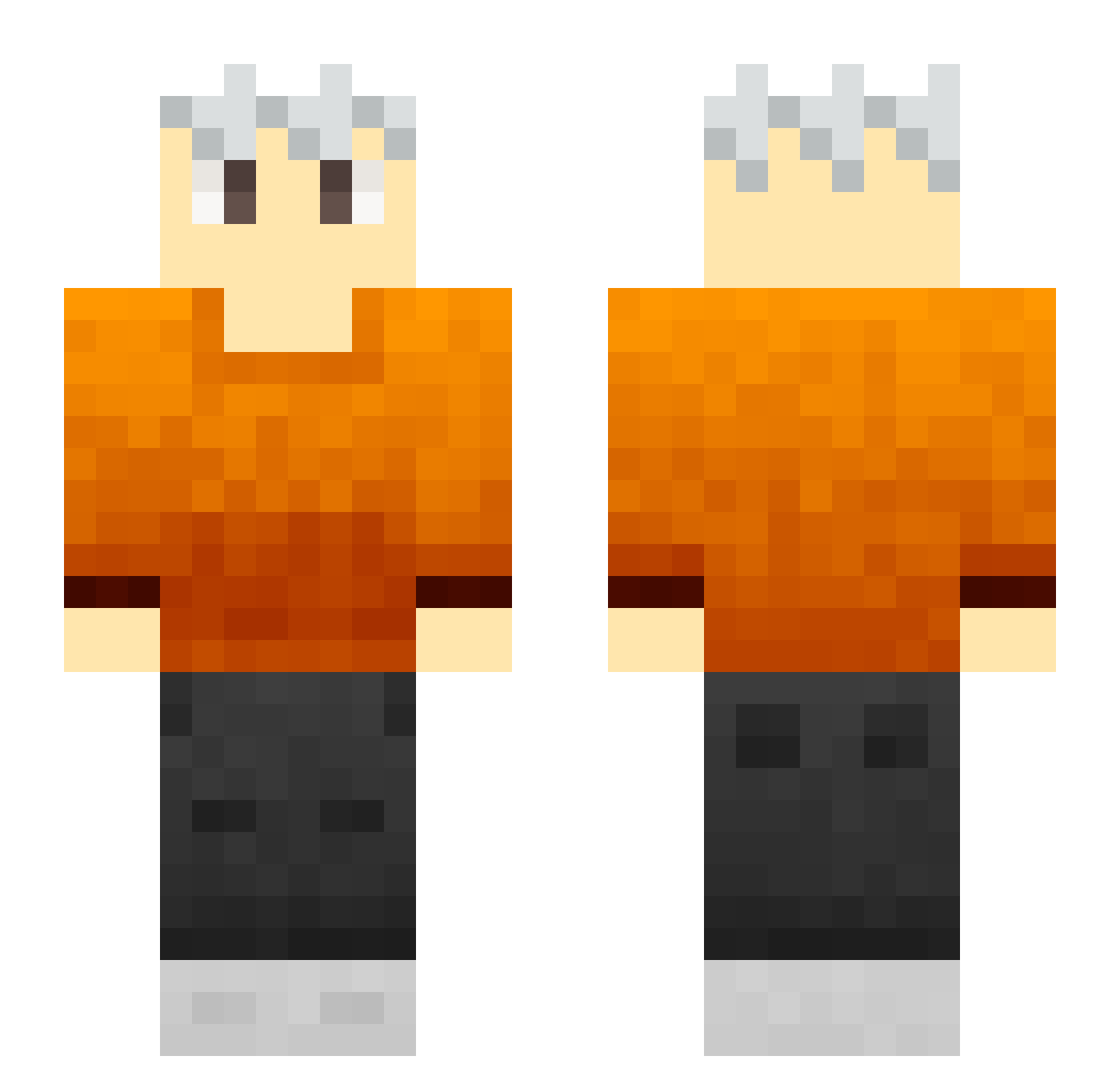 SquishyHB Minecraft skin, front and back view