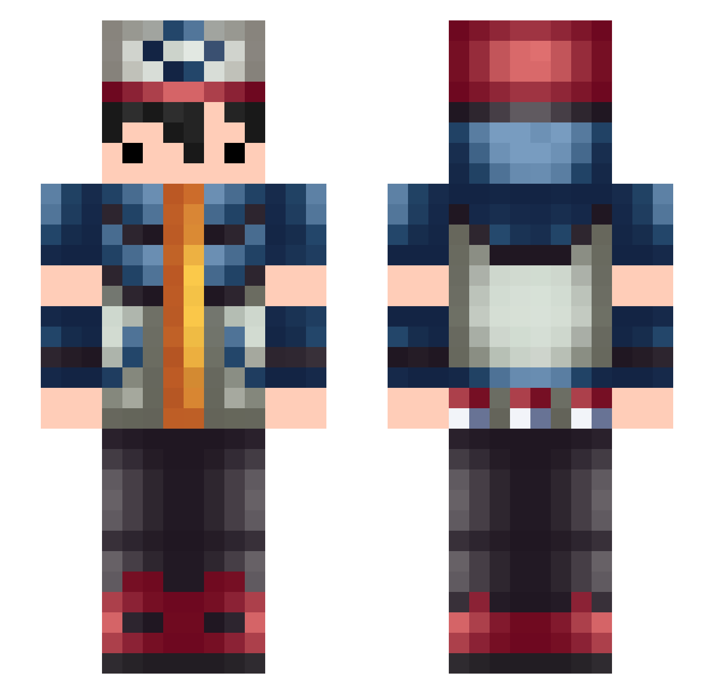 Rothersythe Minecraft skin, front and back view
