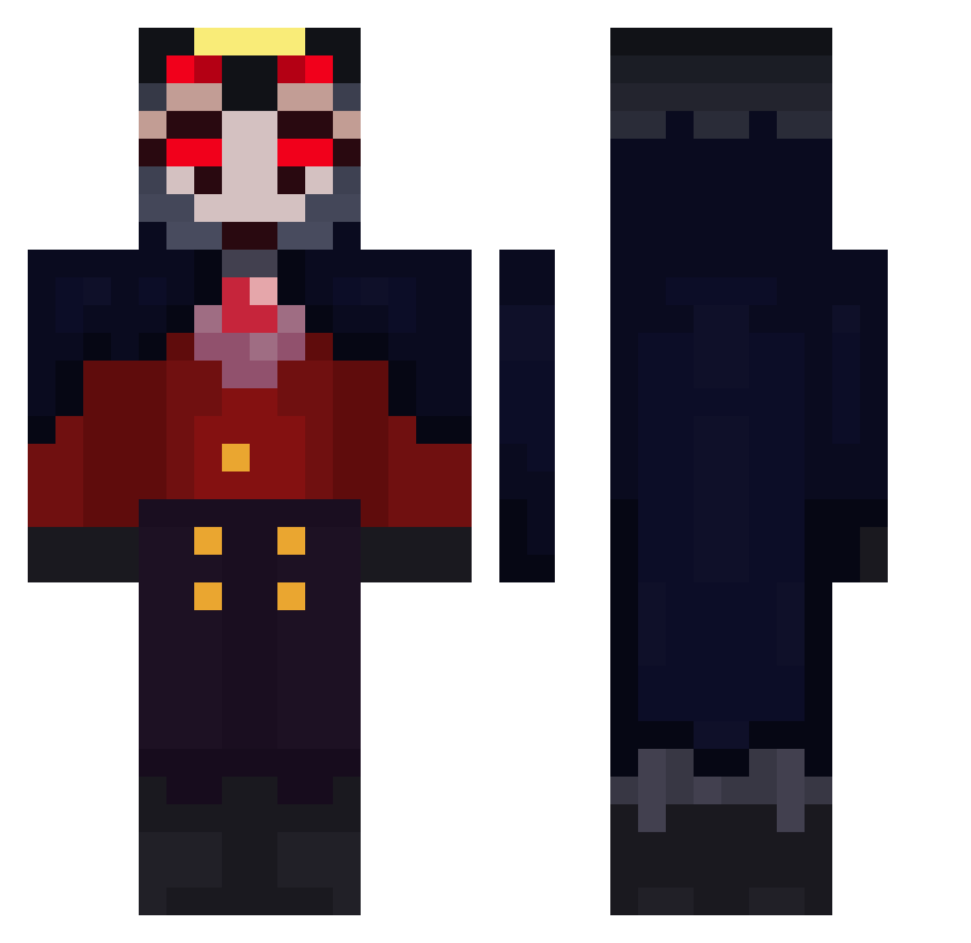 BrandonCosplays Minecraft skin, front and back view