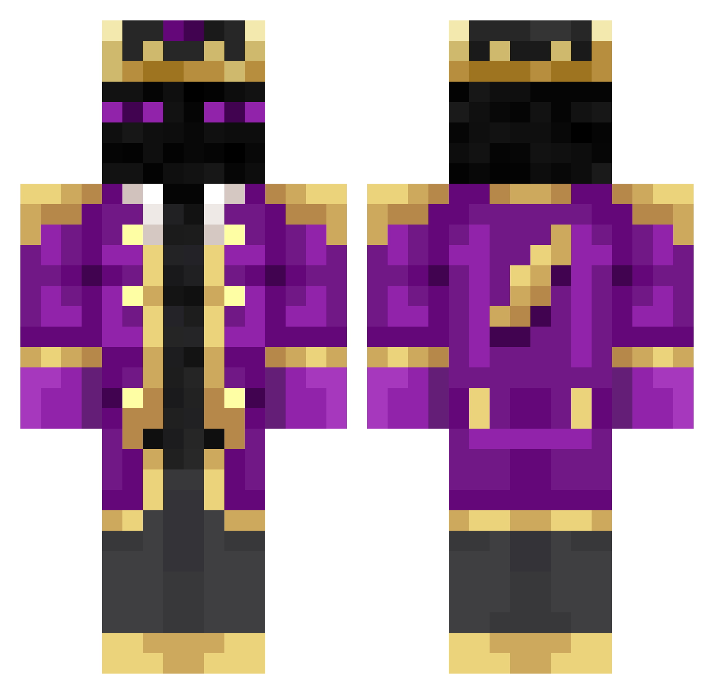 EnderMan76353 Minecraft skin, front and back view