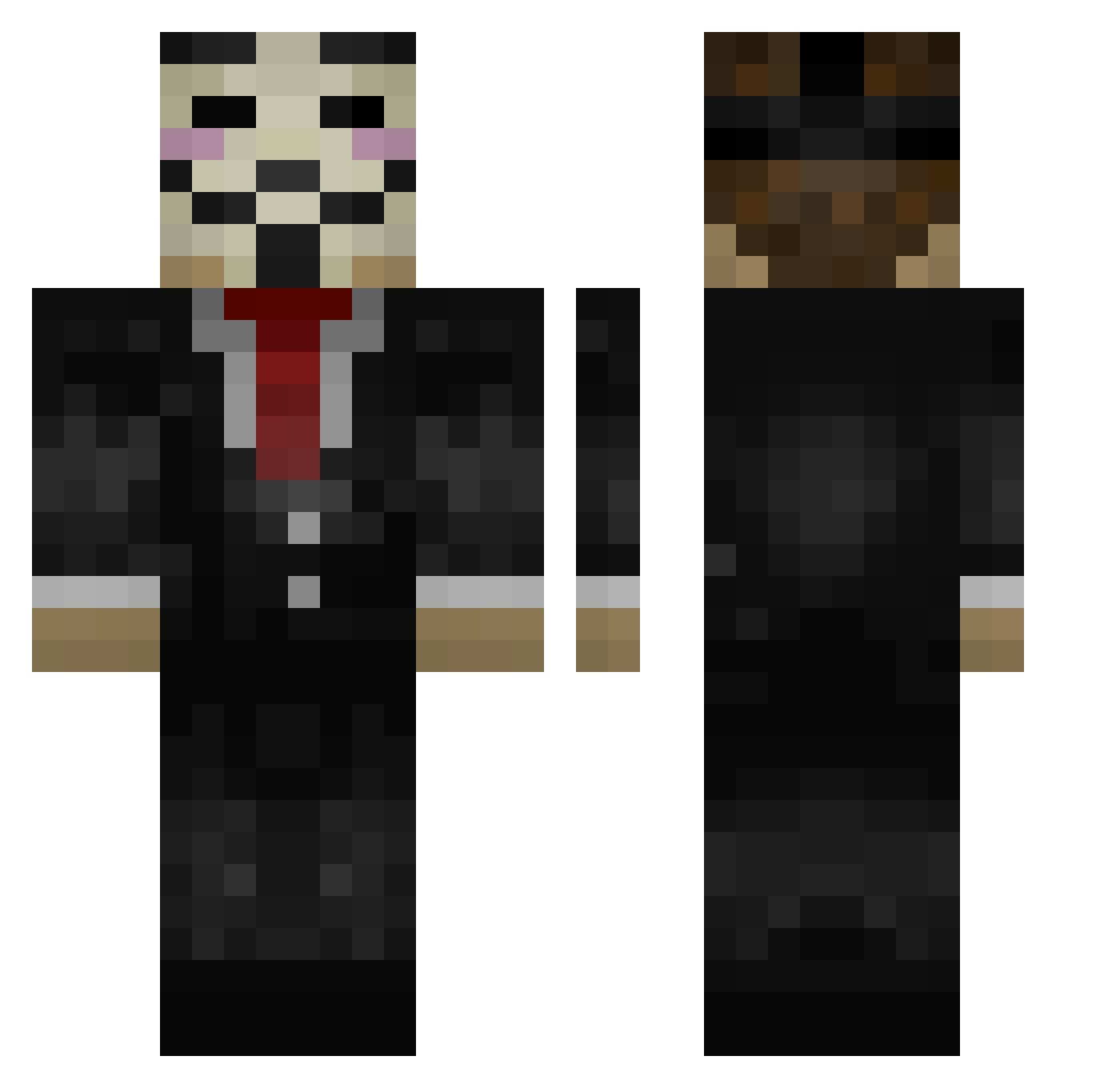 Pneumothorax Minecraft skin, front and back view