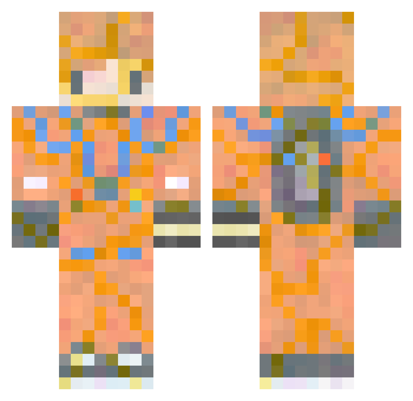 Kanvred Minecraft skin, front and back view
