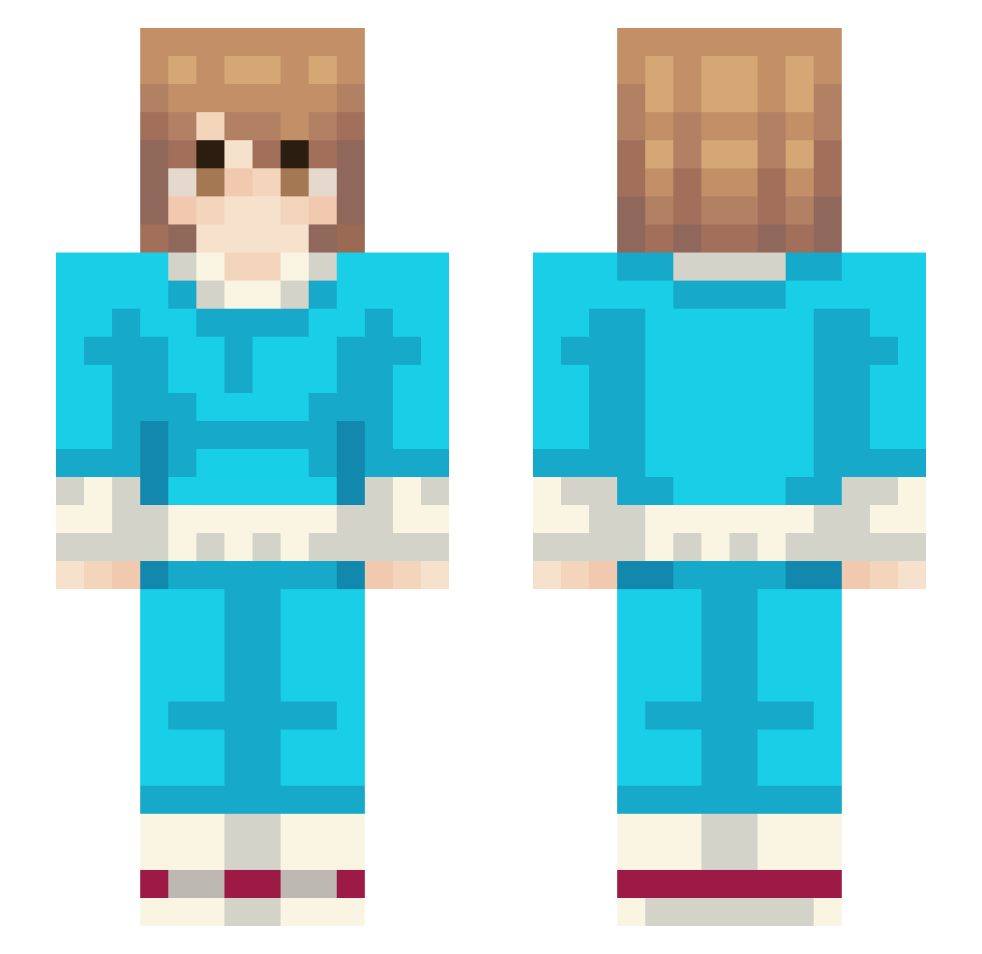 Noidead Minecraft skin, front and back view