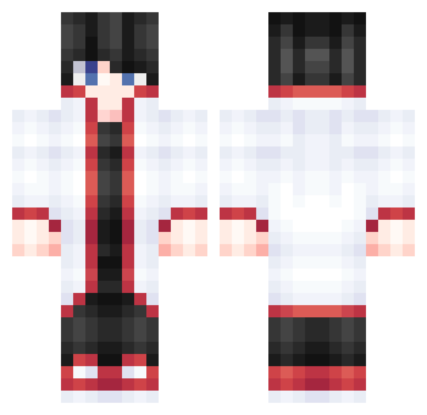 Zedeo Minecraft skin, front and back view