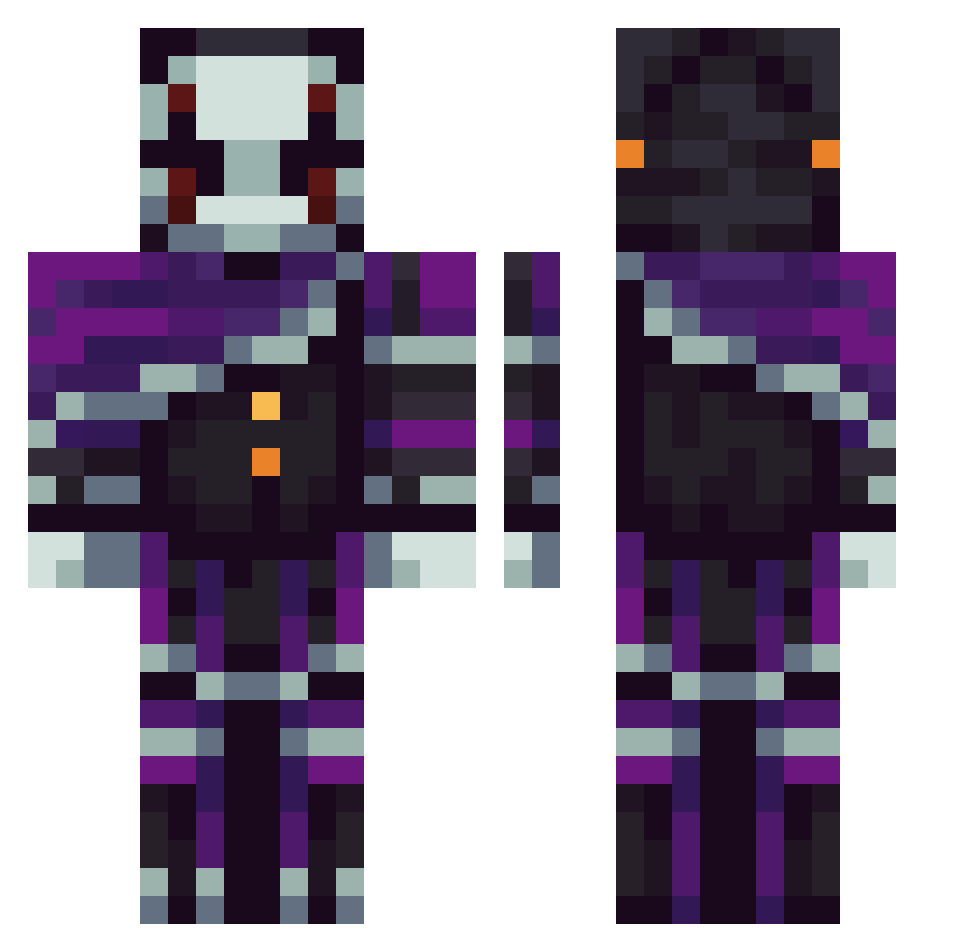 Honeybadger34 Minecraft skin, front and back view