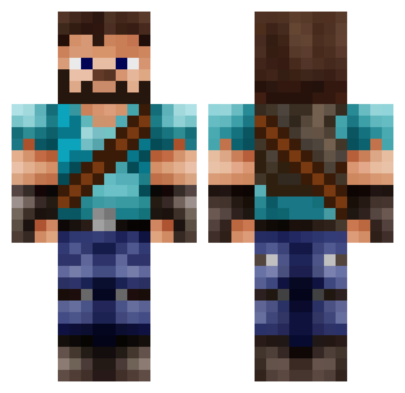Sawyer Minecraft skin, front and back view