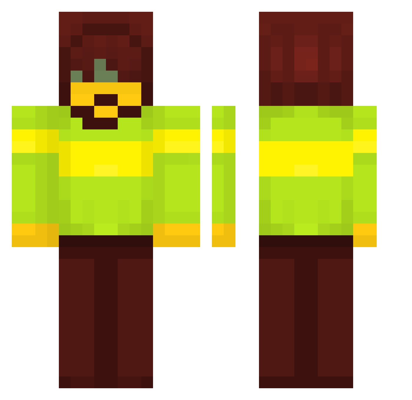 Zagadouille Minecraft skin, front and back view