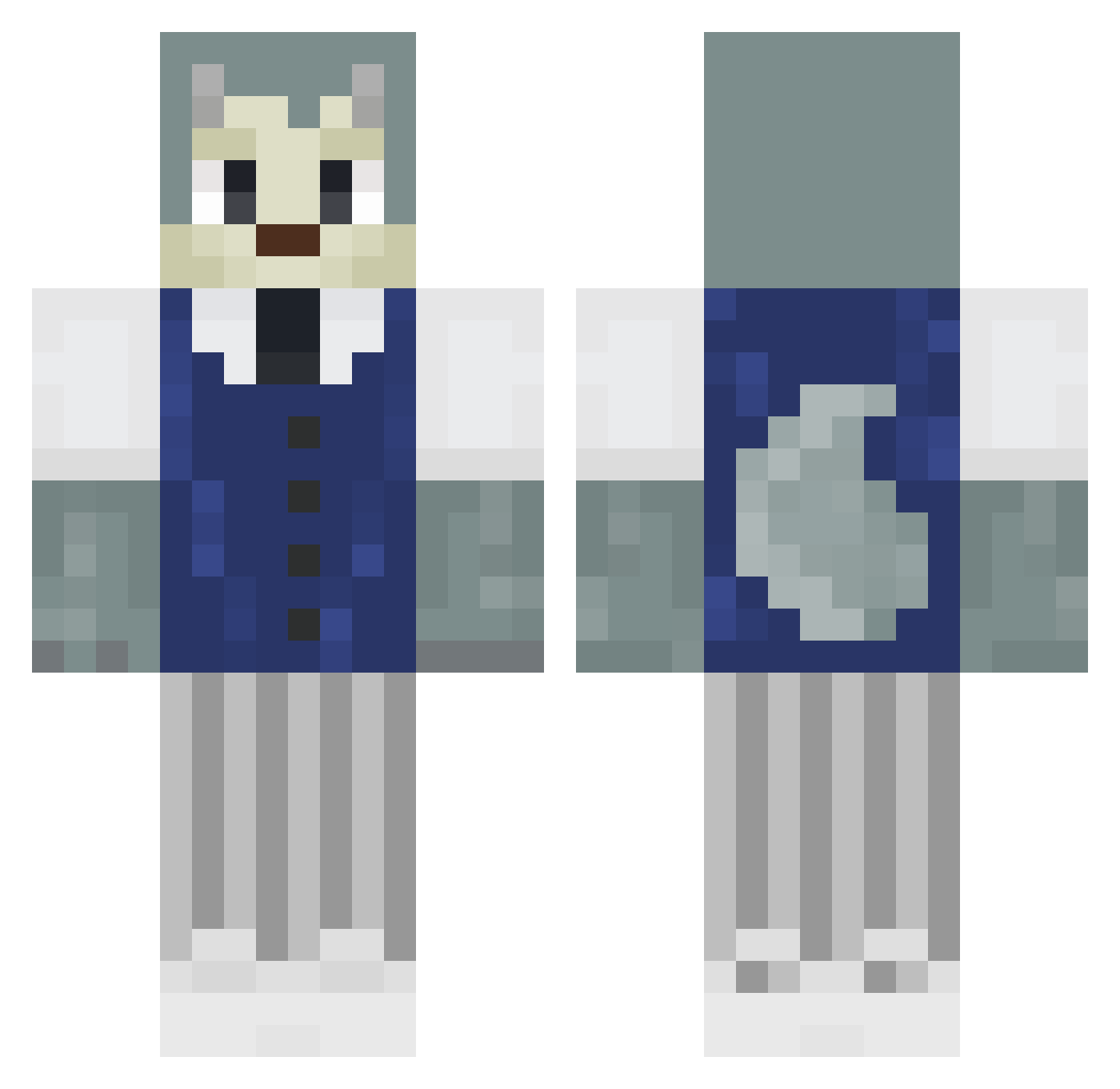 Colton_Keldeo Minecraft skin, front and back view