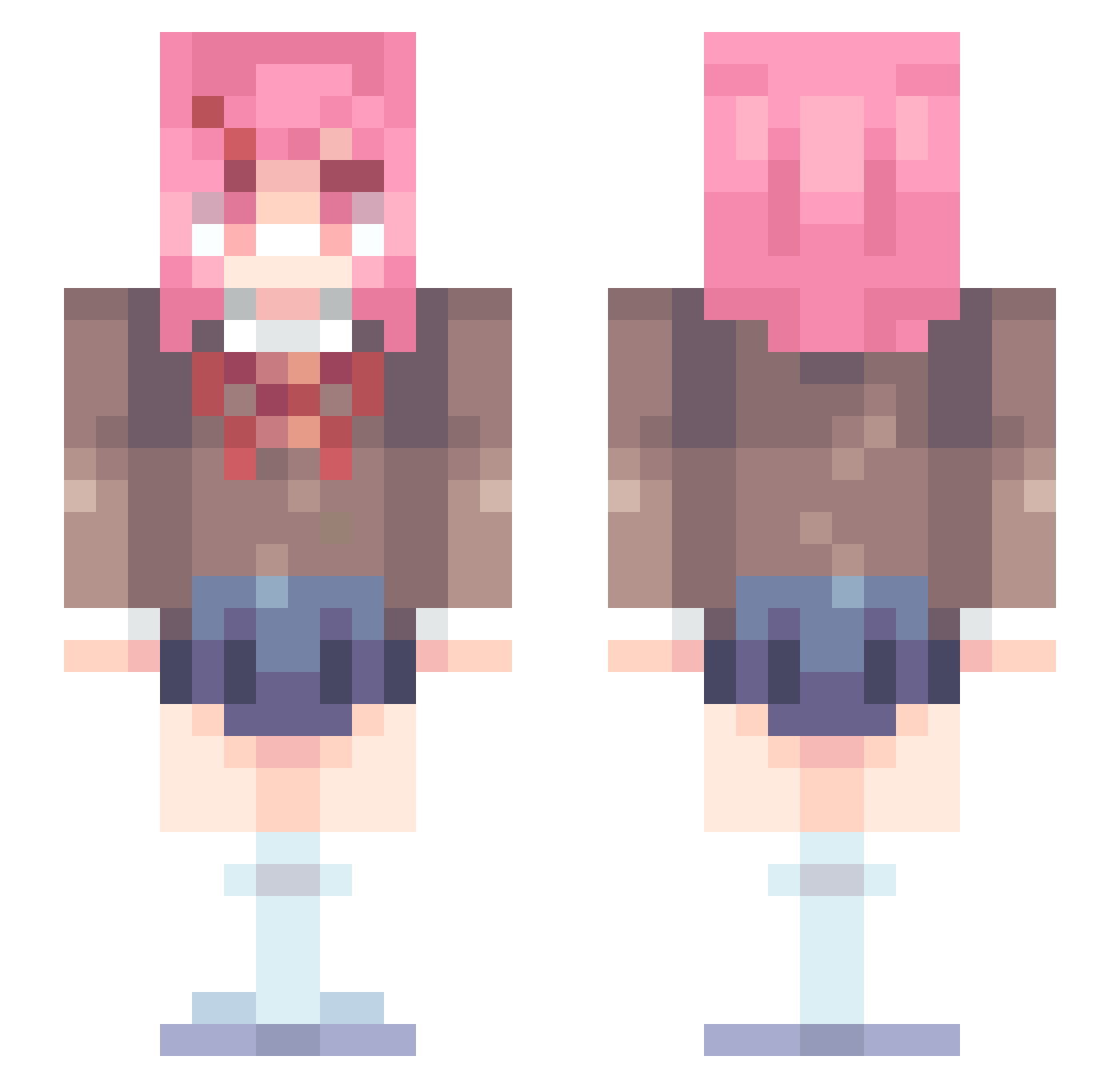 ixlu Minecraft skin, front and back view