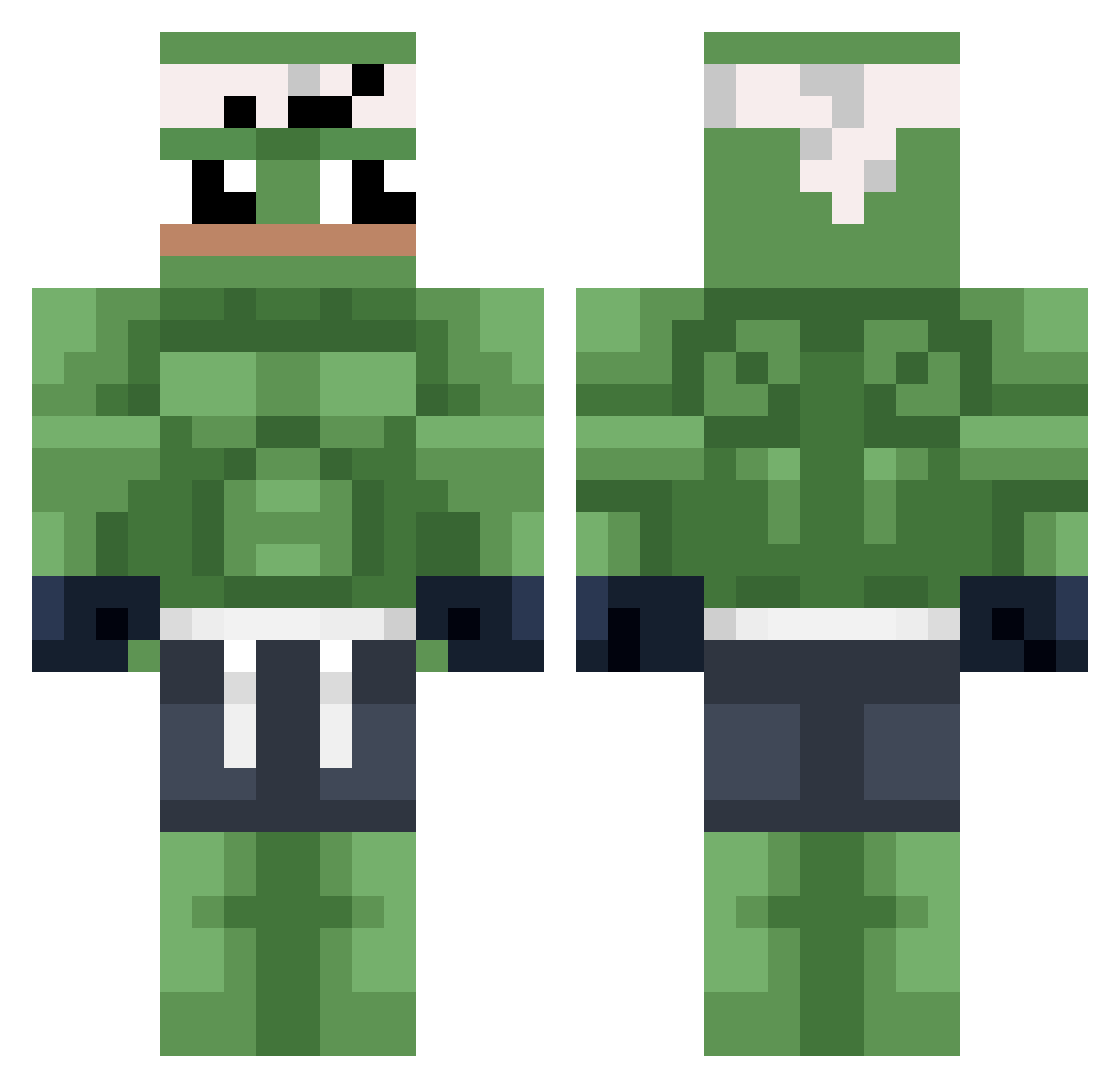 sexyoldmanpepe Minecraft skin, front and back view