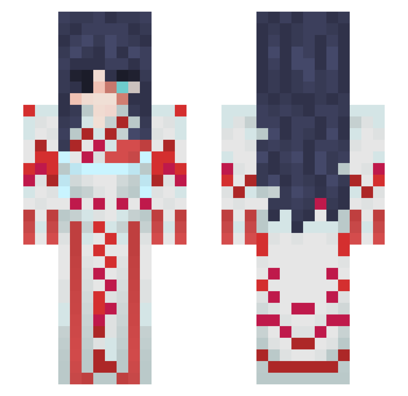 Ccxrnifex Minecraft skin, front and back view