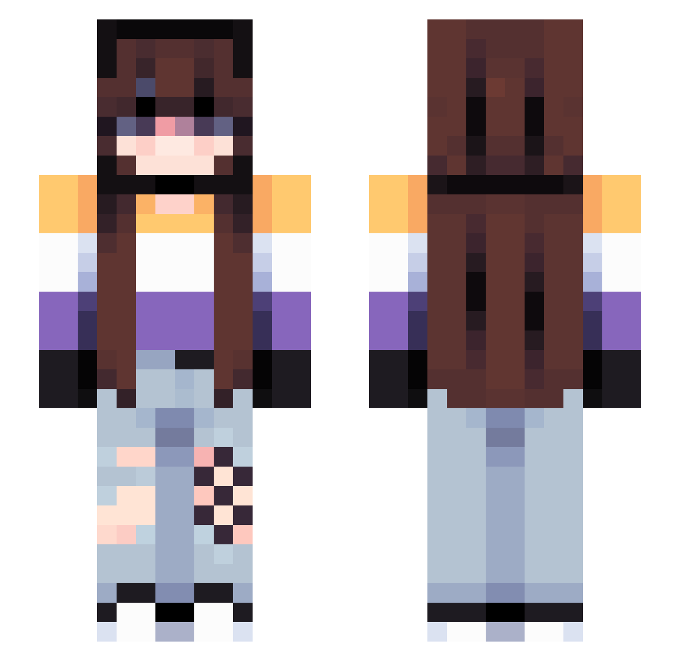 KitKatPhoenix Minecraft skin, front and back view