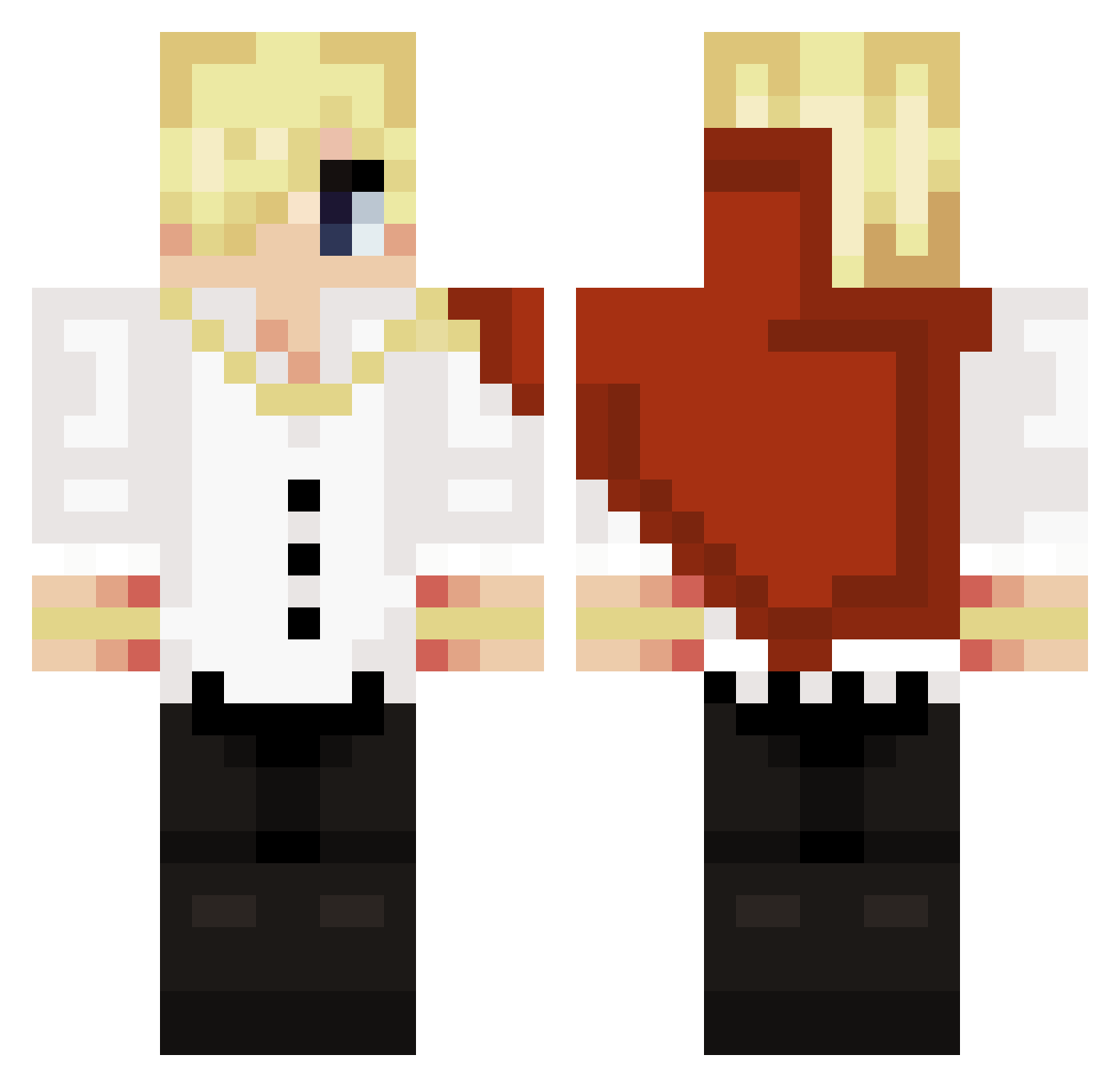 BlueBooth Minecraft skin, front and back view