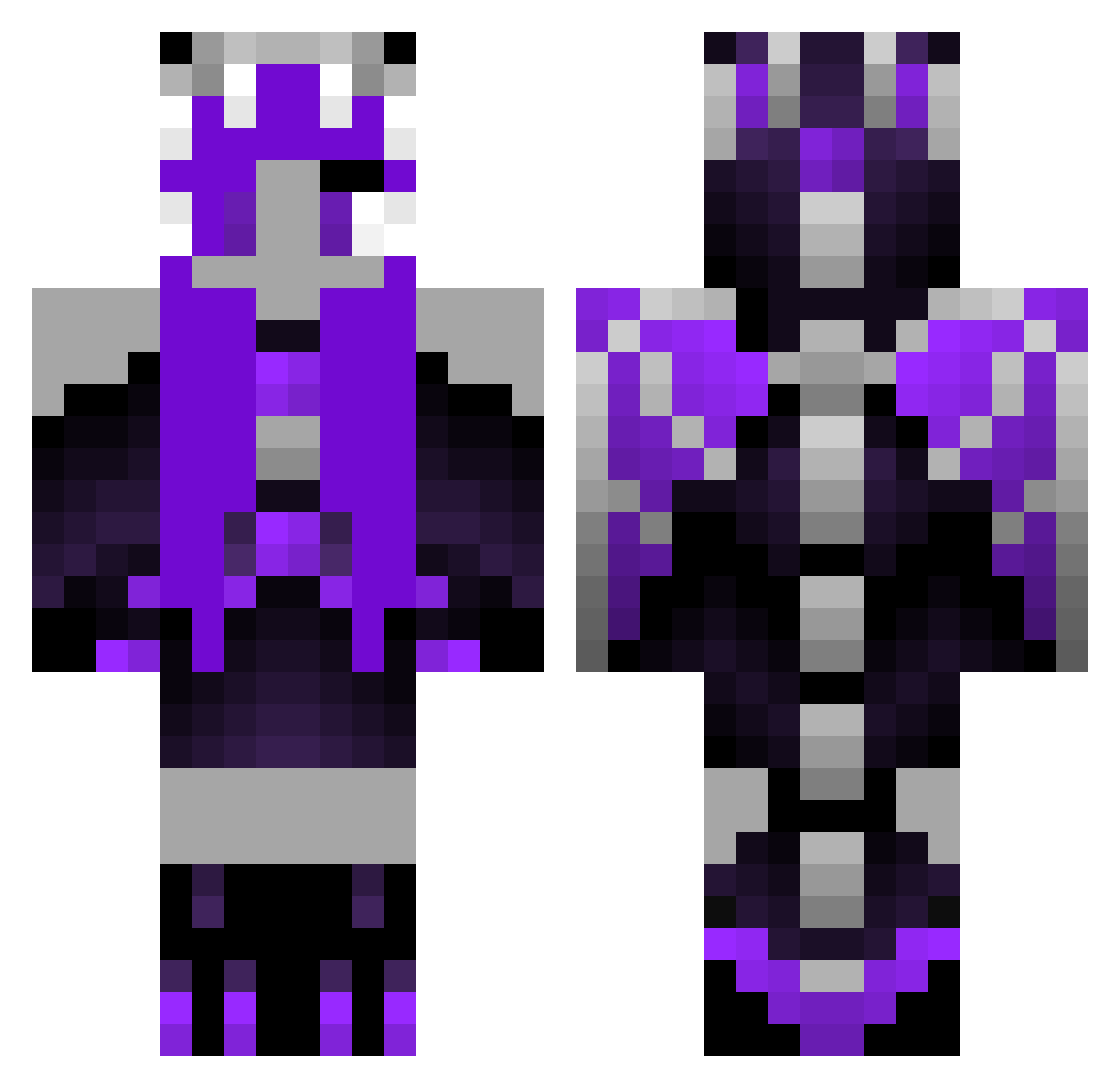 KaffSquared Minecraft skin, front and back view