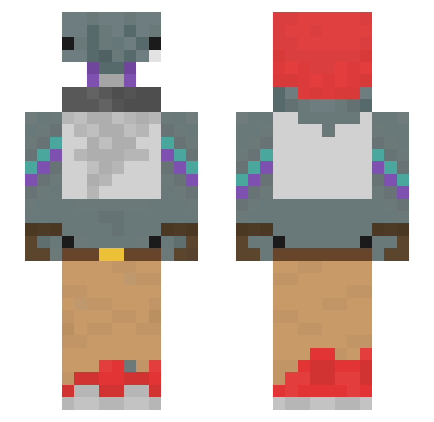 AddictedPon3 Minecraft skin, front and back view