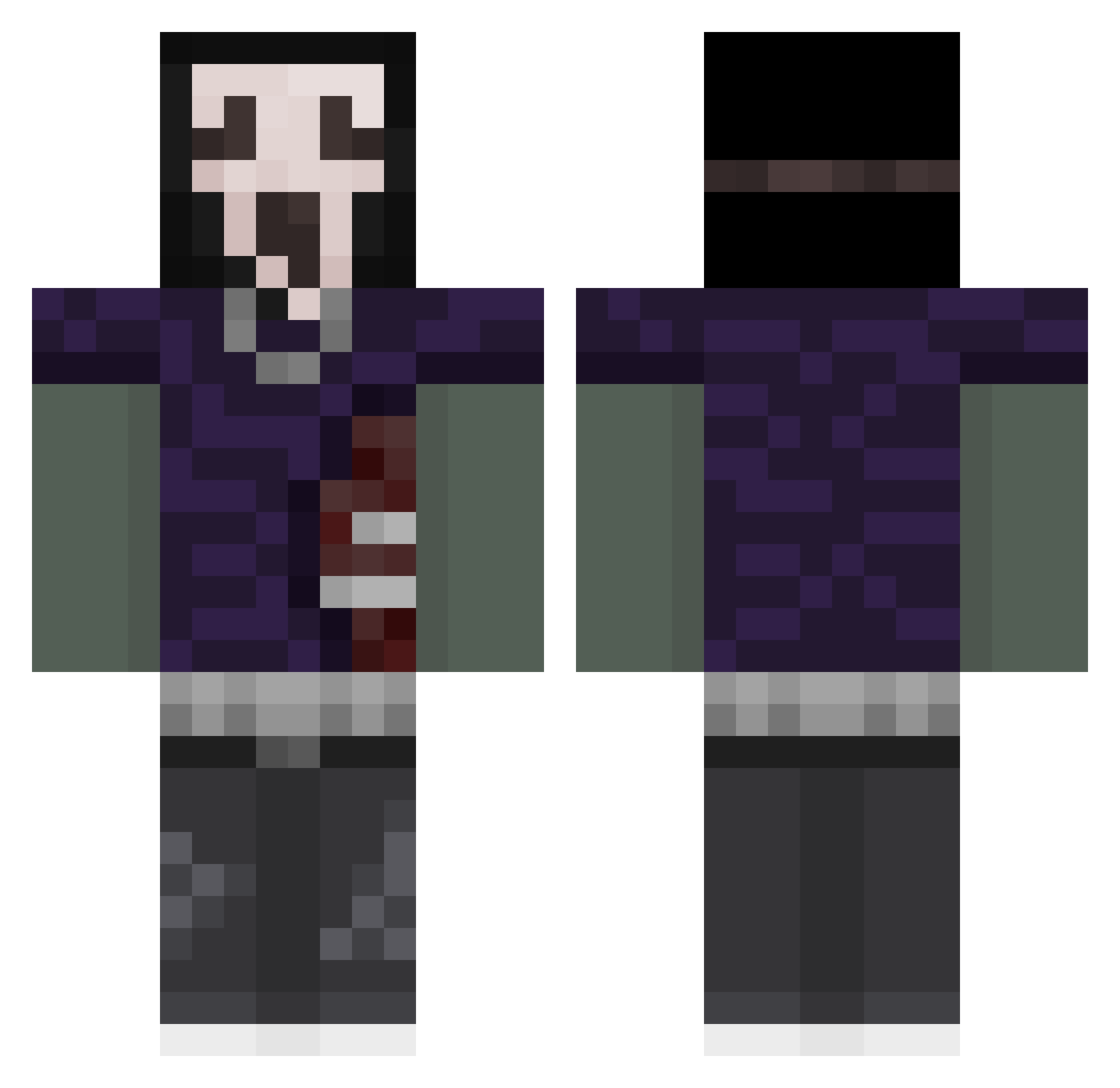 nomizq Minecraft skin, front and back view