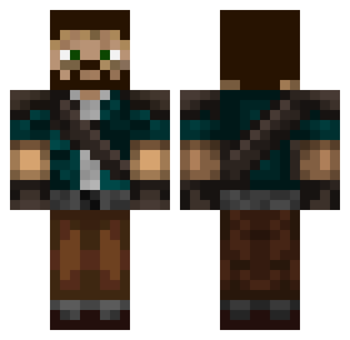 dithered Minecraft skin, front and back view