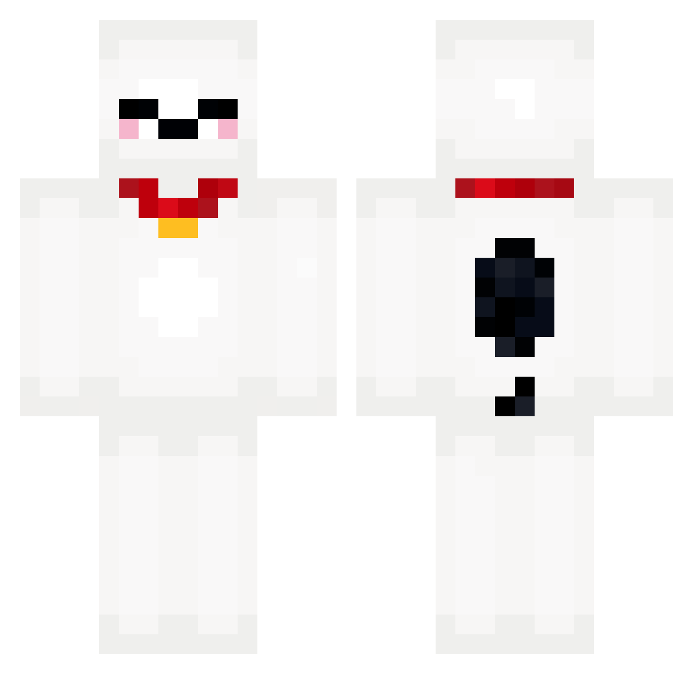 Inkspotted Minecraft skin, front and back view