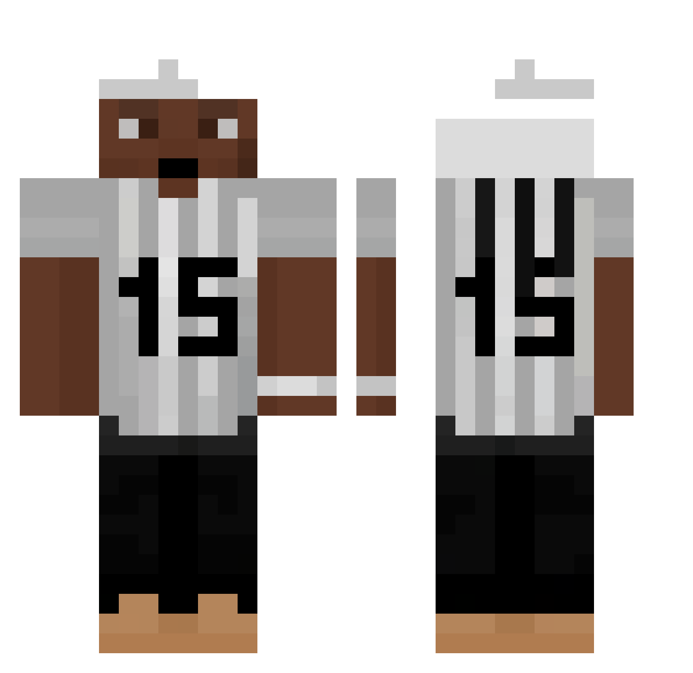 ThaKraw Minecraft skin, front and back view