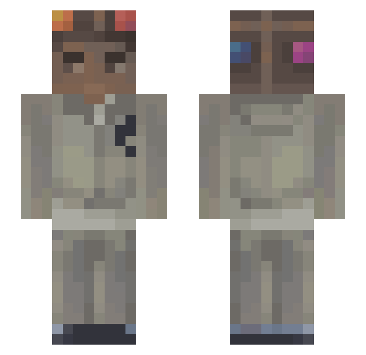 Vestba Minecraft skin, front and back view