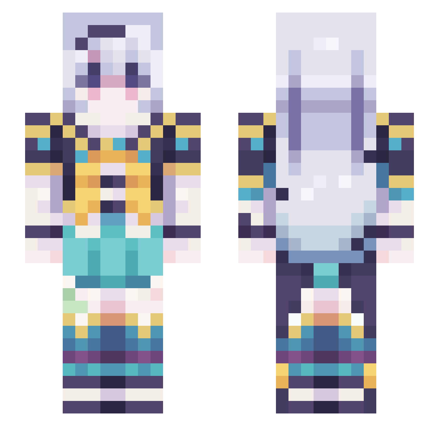 AiriAki Minecraft skin, front and back view