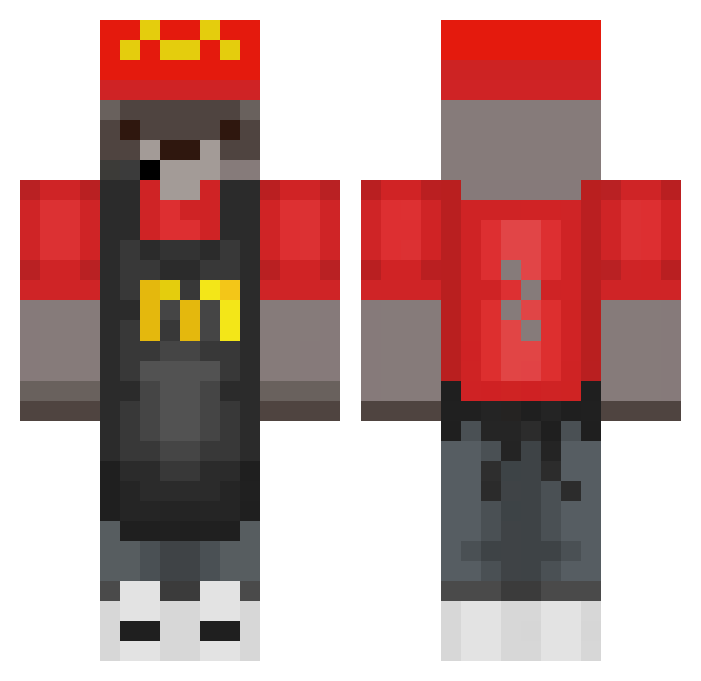 Boinkess Minecraft skin, front and back view