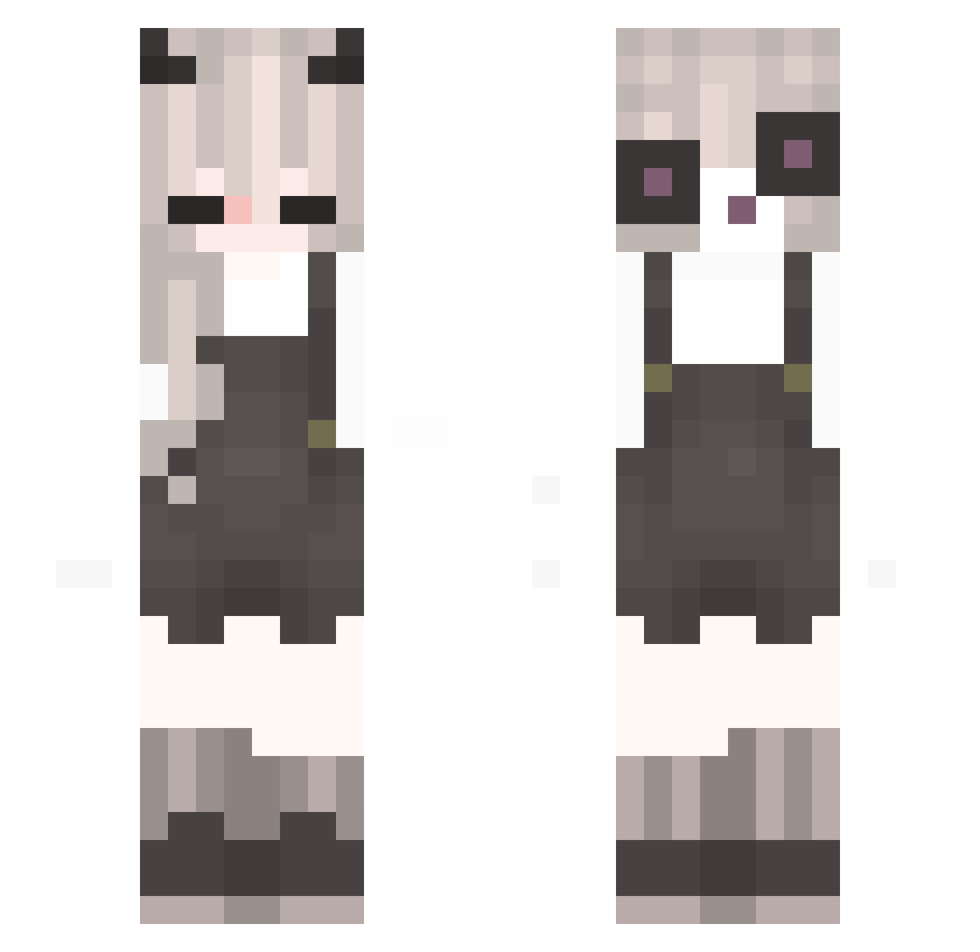 XRedPxnda Minecraft skin, front and back view
