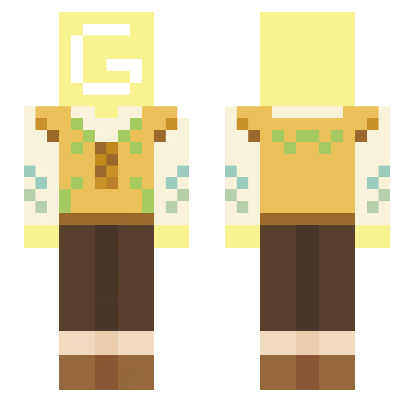 xGarfieldz Minecraft skin, front and back view