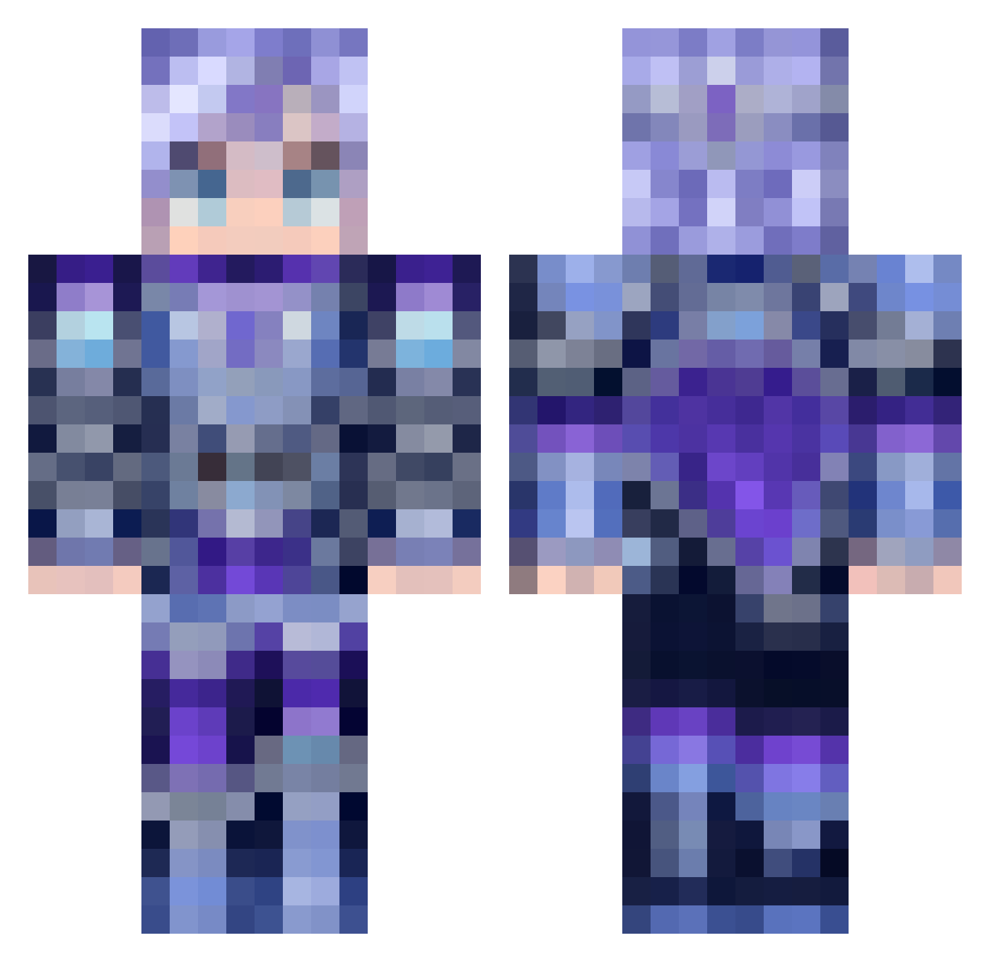 Chunianzk Minecraft skin, front and back view