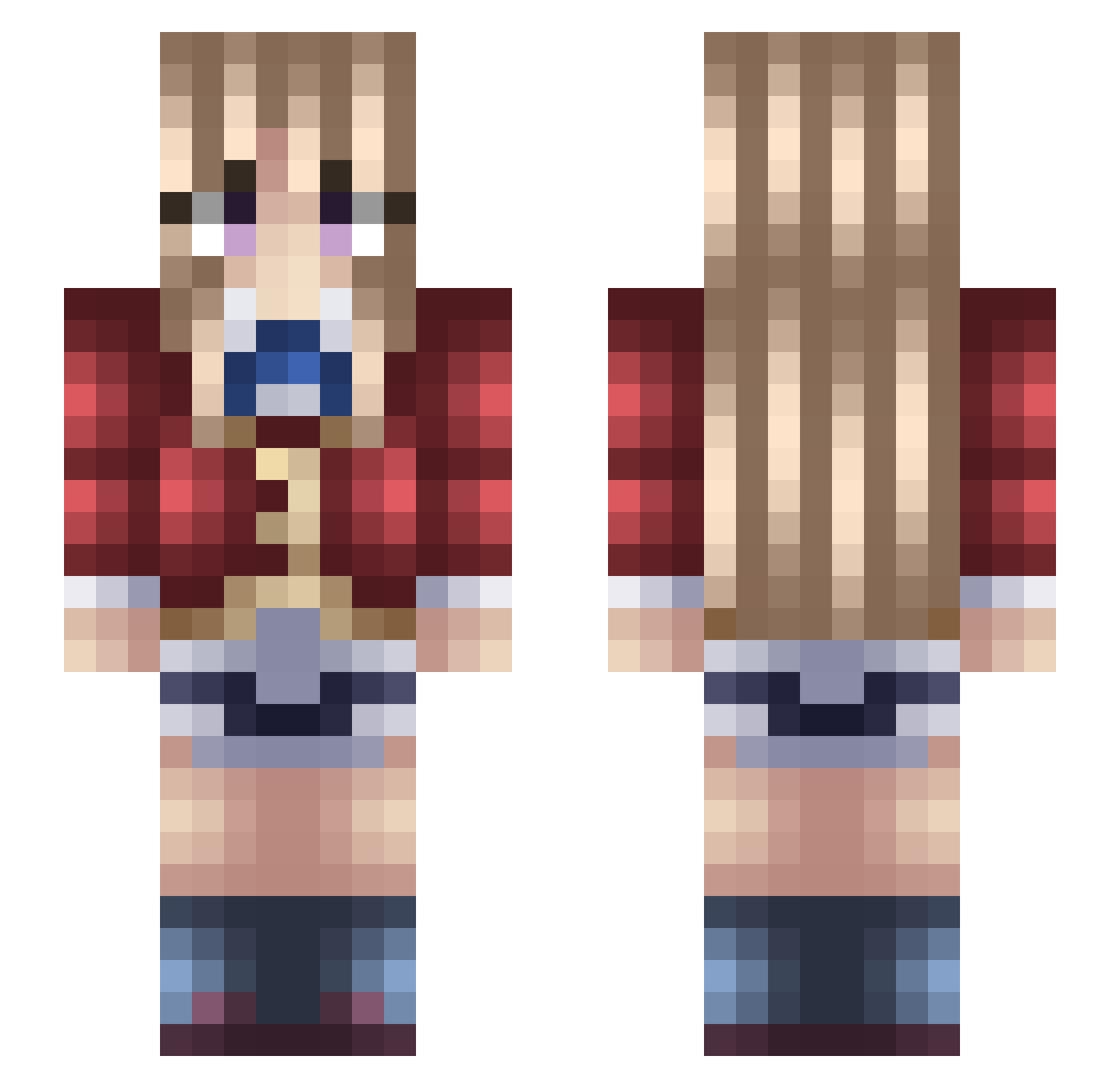 AkumaGirl Minecraft skin, front and back view