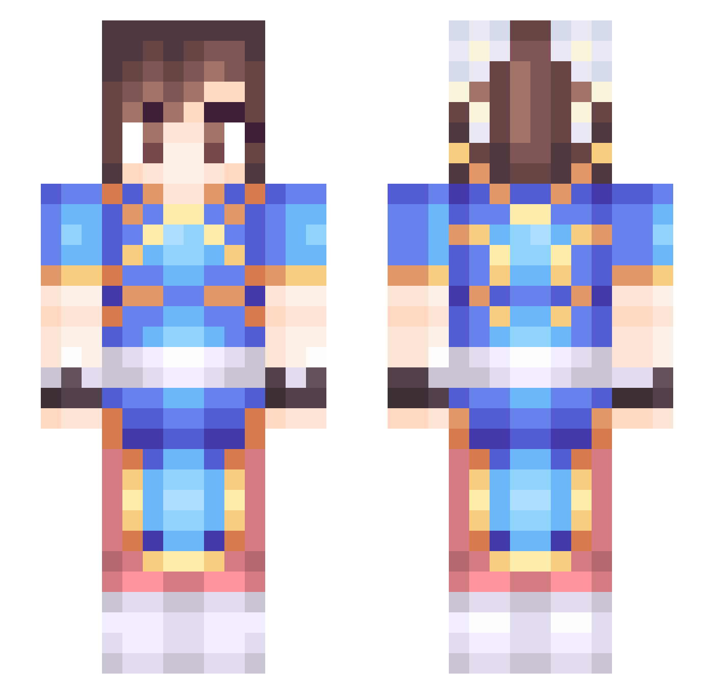 Chuaam Minecraft skin, front and back view