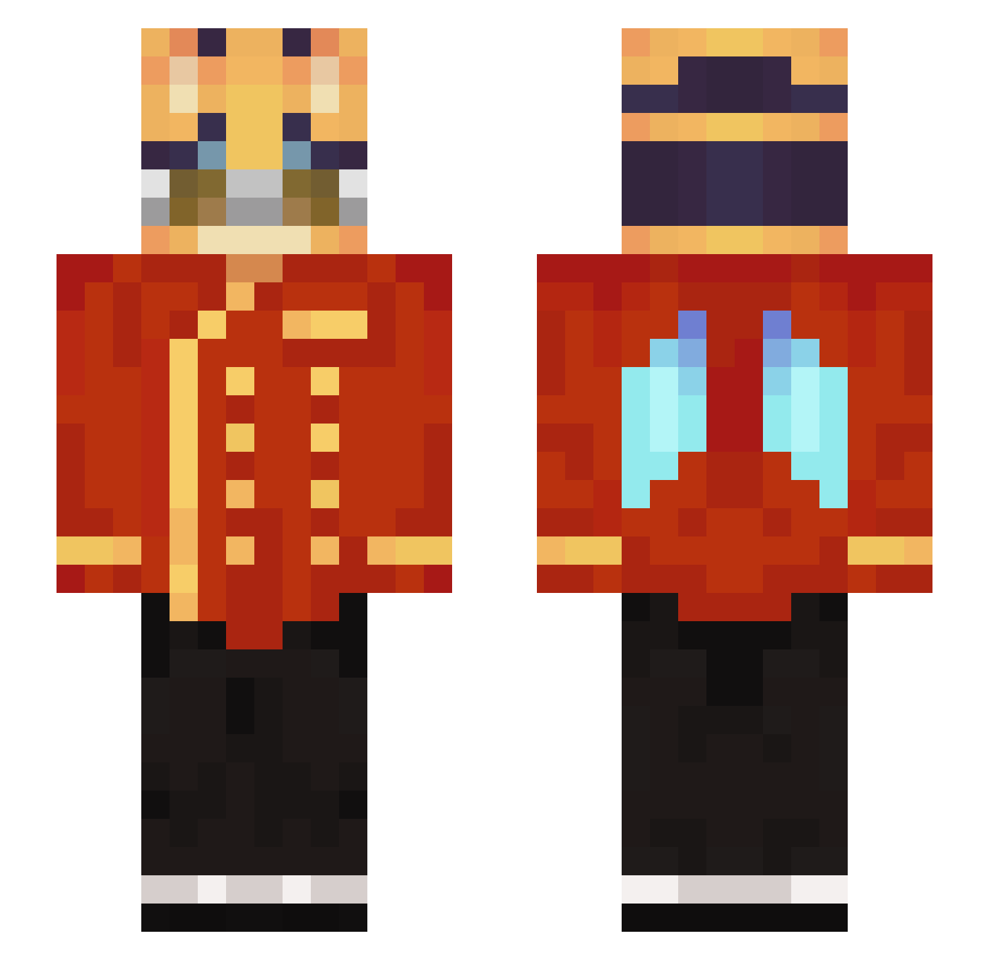 YT_jeg Minecraft skin, front and back view