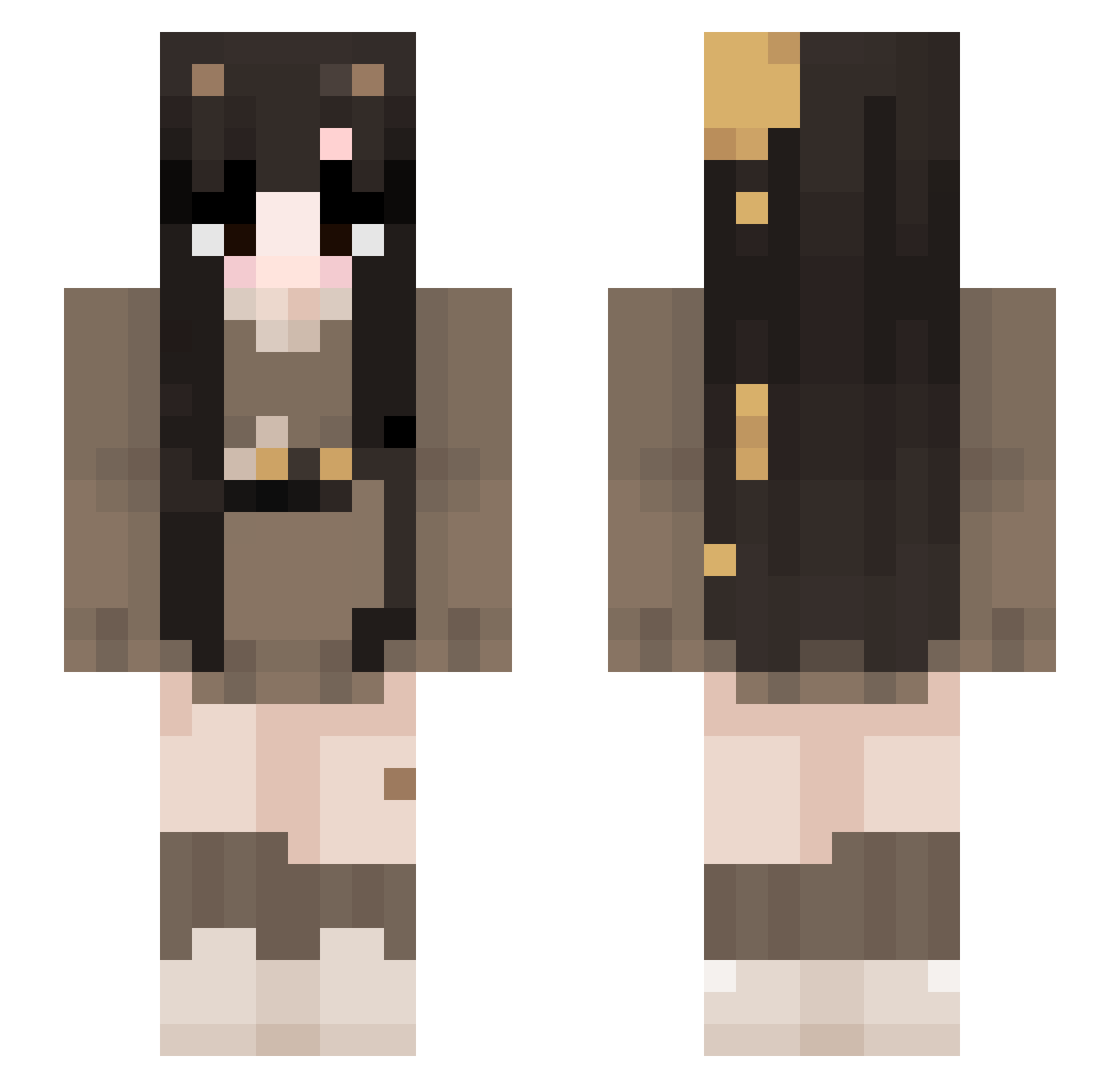 Straightquill Minecraft skin, front and back view