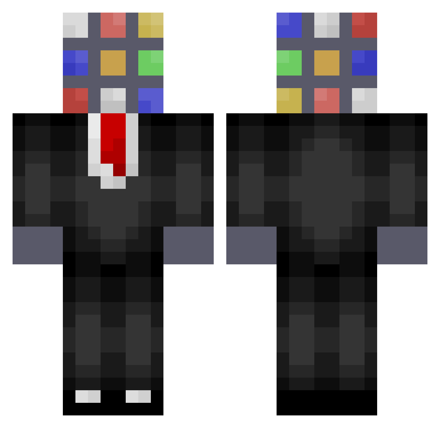 Exuding Minecraft skin, front and back view