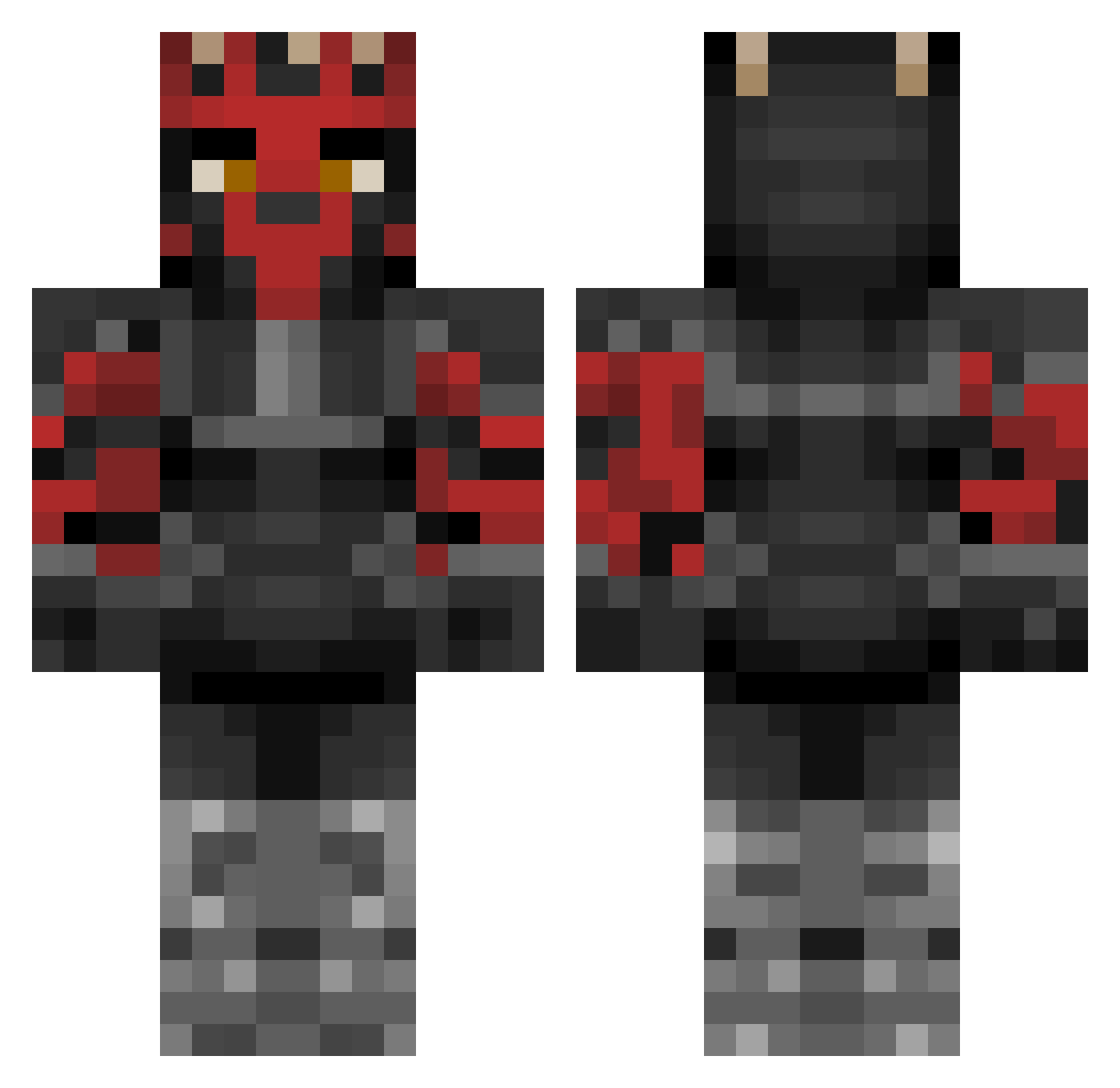 Macarronidas Minecraft skin, front and back view