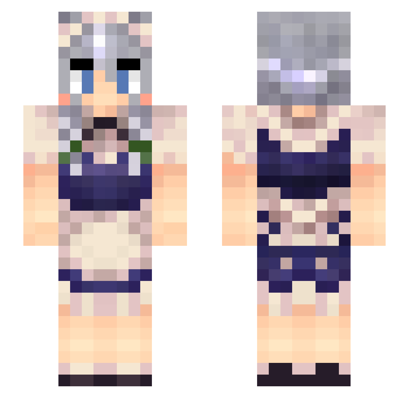 MiniSevi Minecraft skin, front and back view